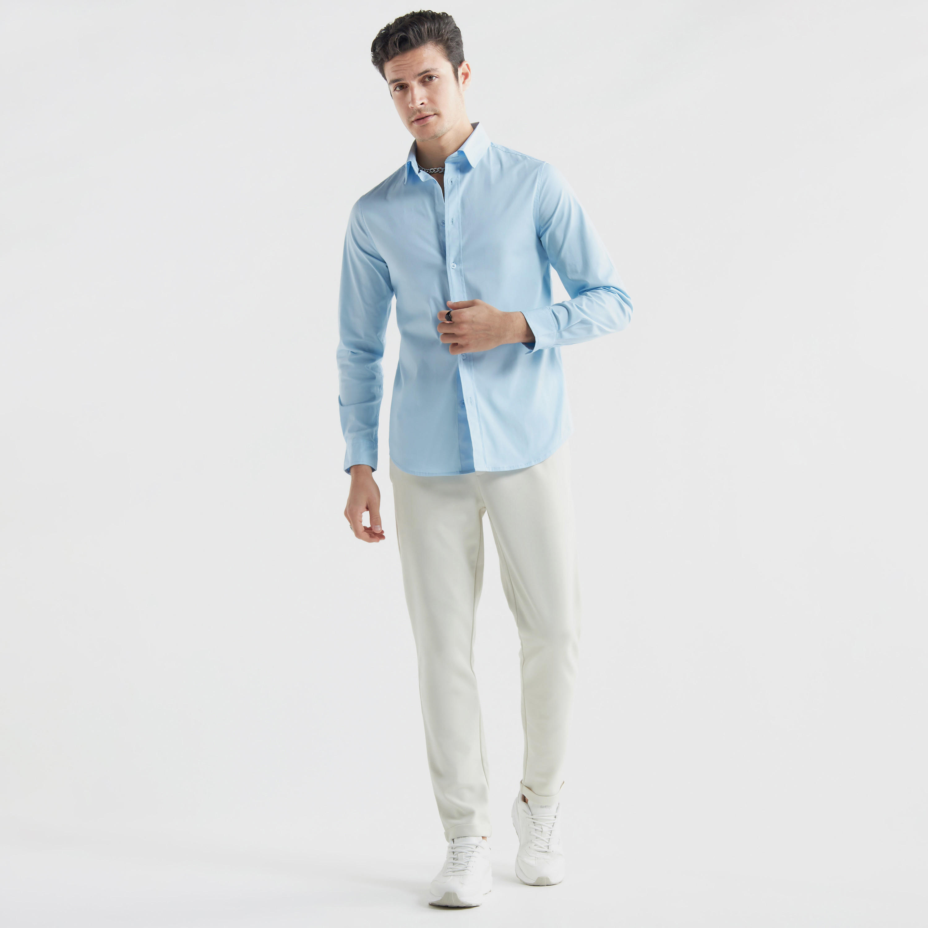 Solid Shirt with Long Sleeves-men-clothing-shirts-image-2