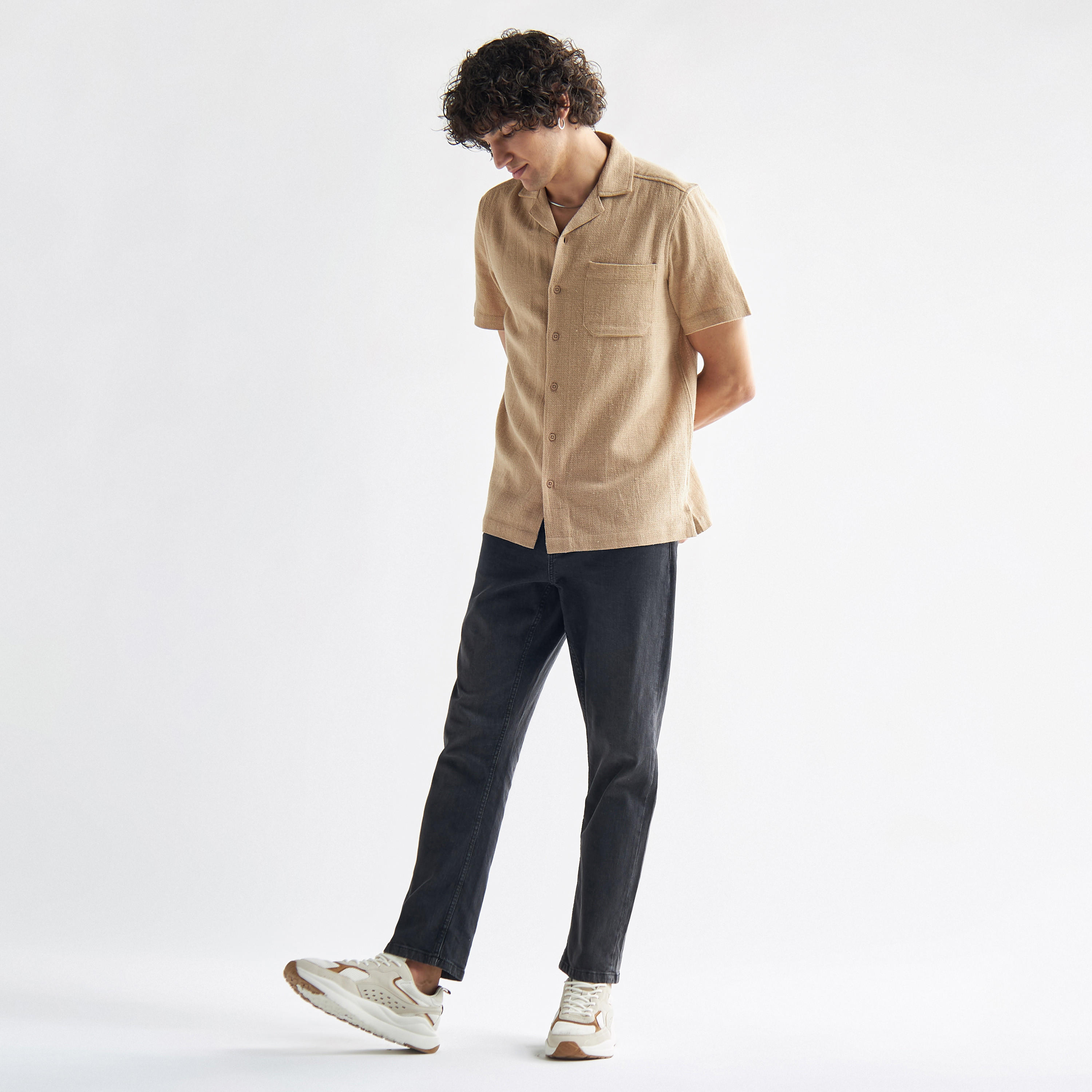 Solid Shirt with Camp Collar and Pocket-men-clothing-shirts-image-2