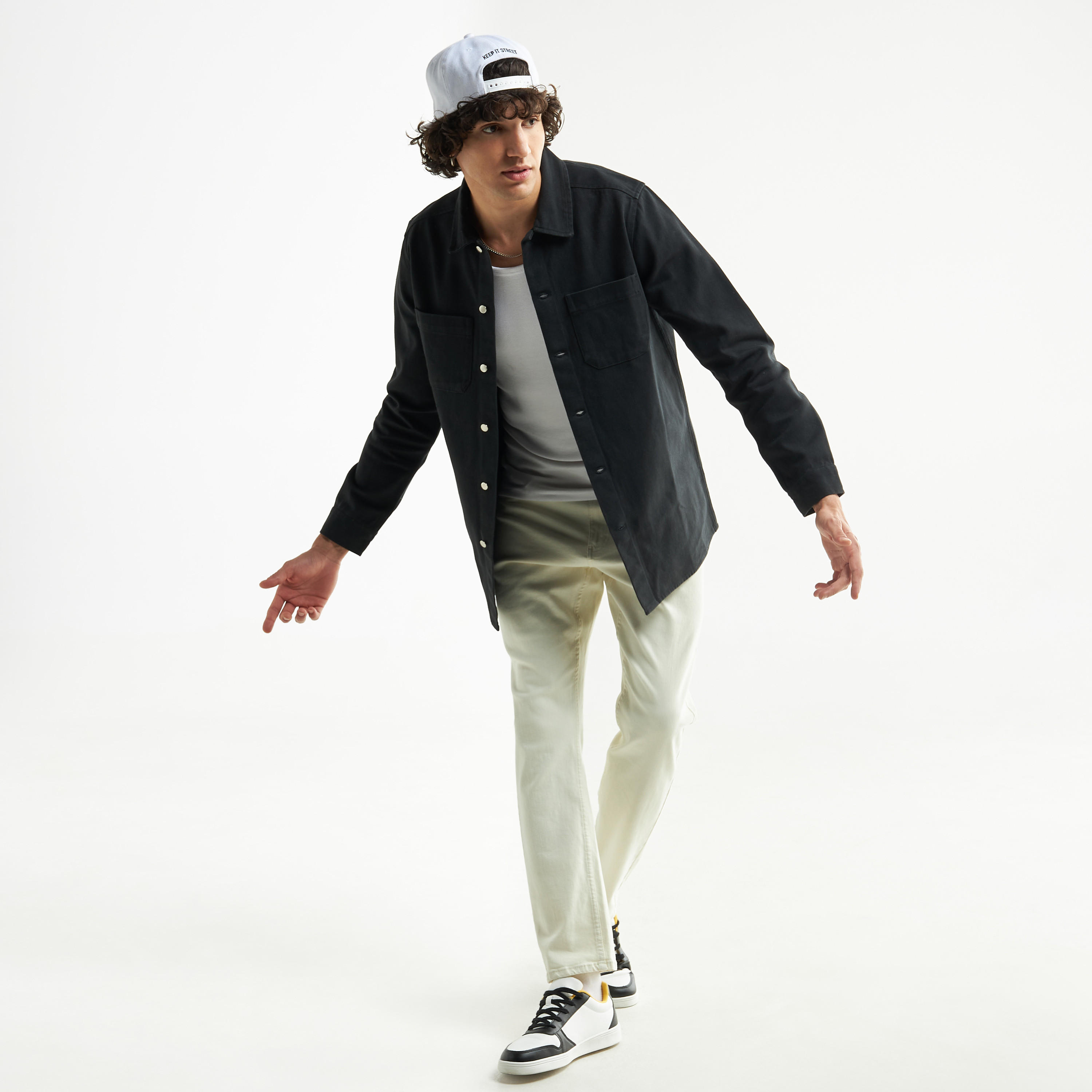 Solid Oversized Shirt with Long Sleeves and Pockets-men-clothing-shirts-image-2