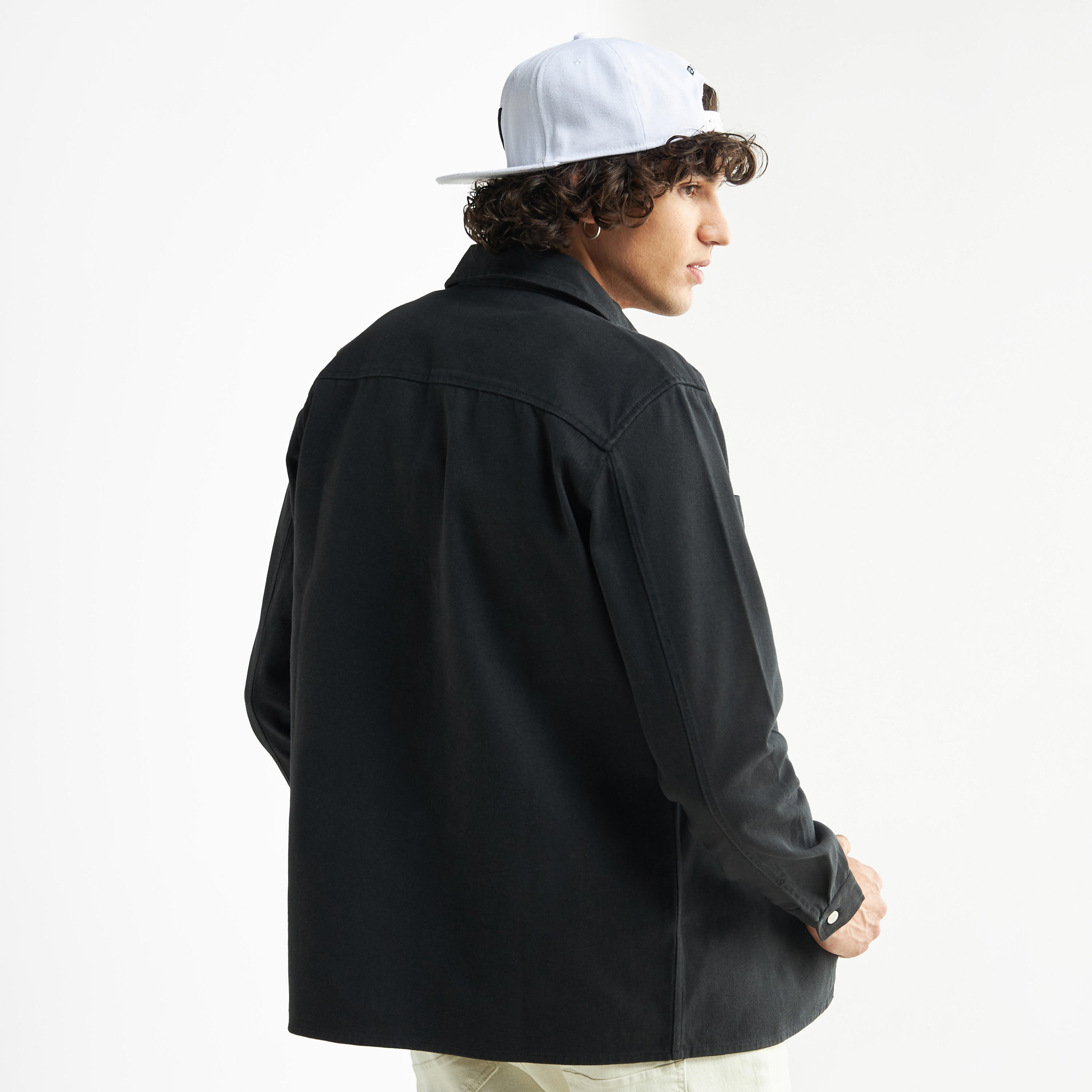 Solid Oversized Shirt with Long Sleeves and Pockets-men-clothing-shirts-image-3