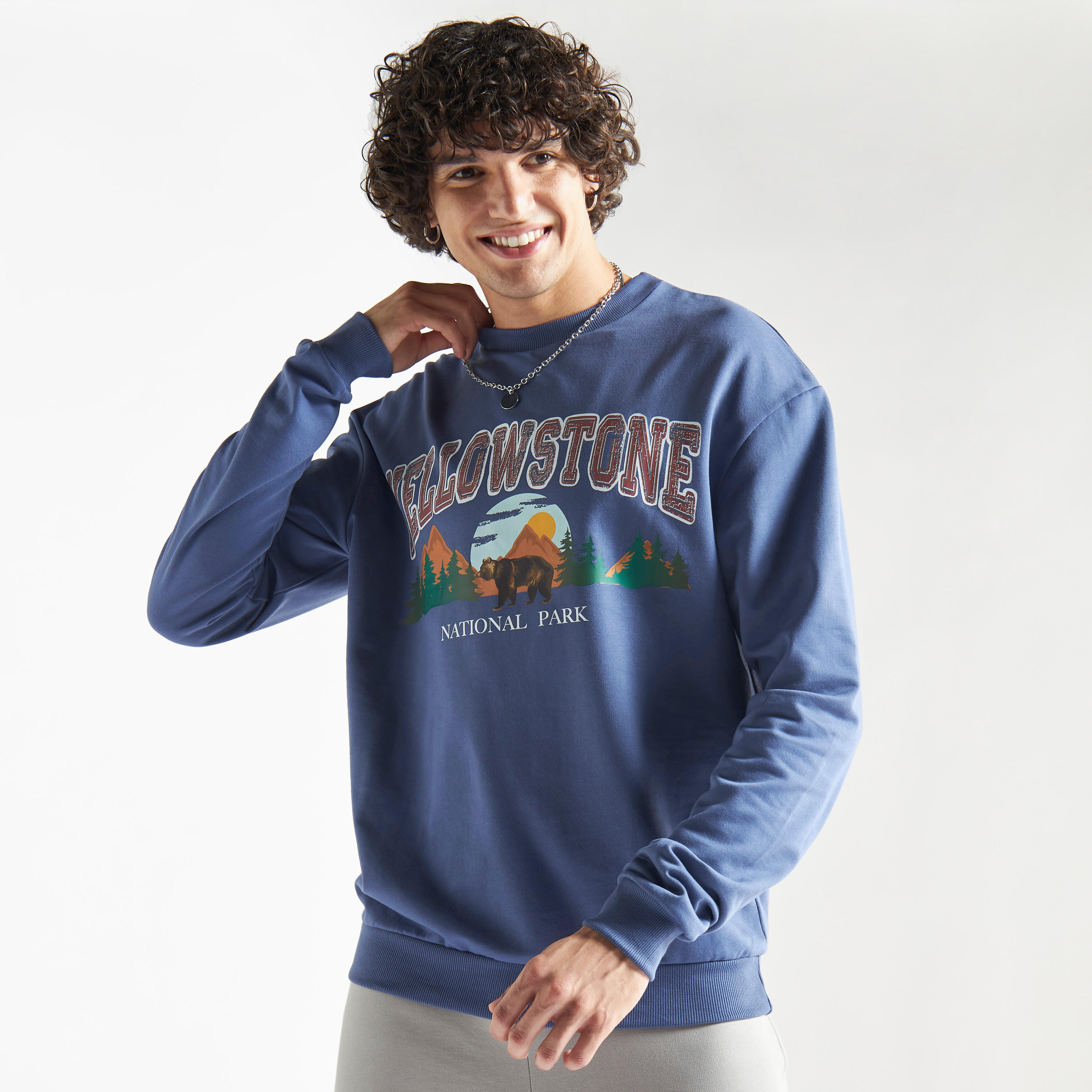 Printed Oversized Sweatshirt with Long Sleeves-men-winterwear-hoodiesandsweatshirts-image-1
