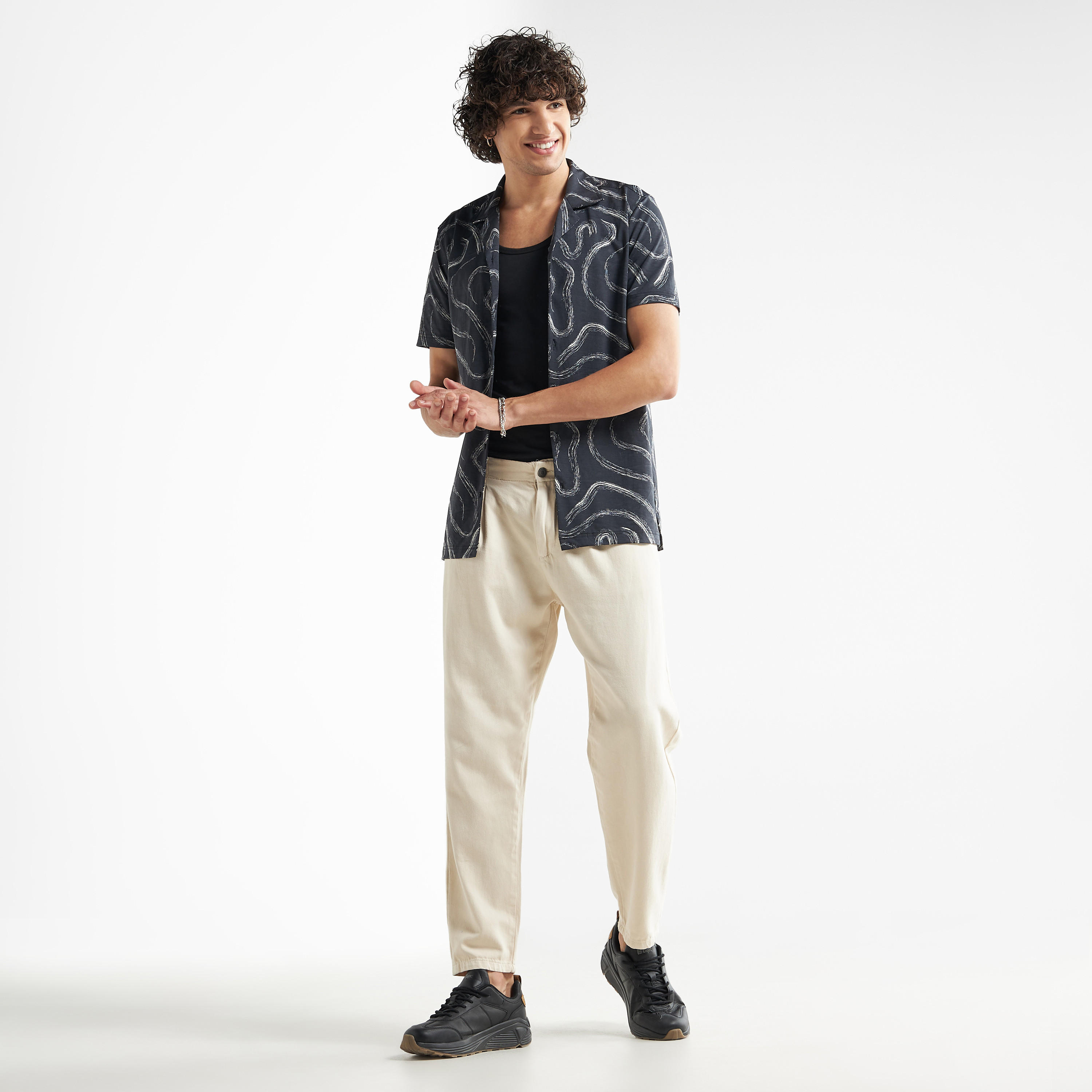 Printed Camp Collar Shirt with Short Sleeves-men-clothing-shirts-image-2