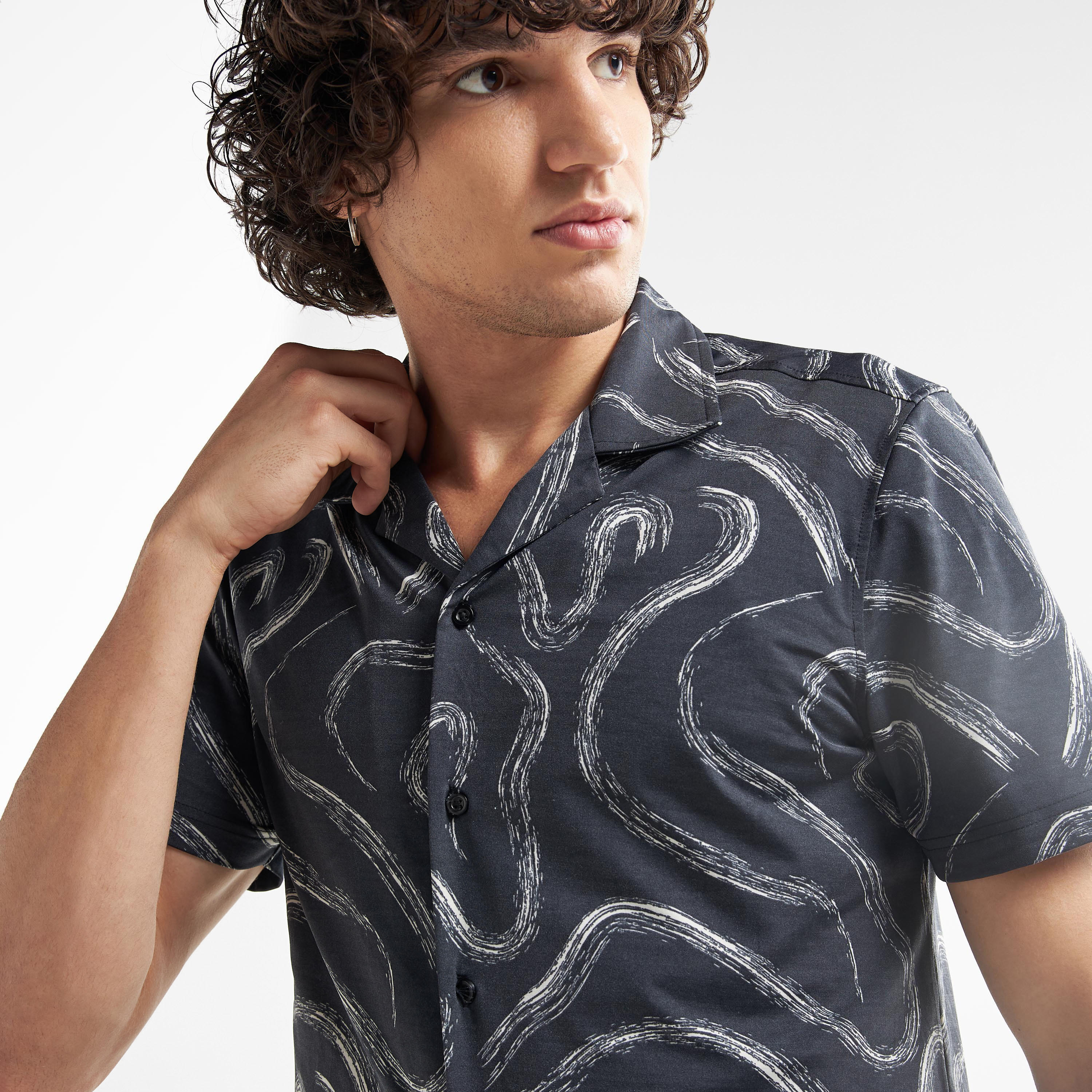 Printed Camp Collar Shirt with Short Sleeves-men-clothing-shirts-image-4