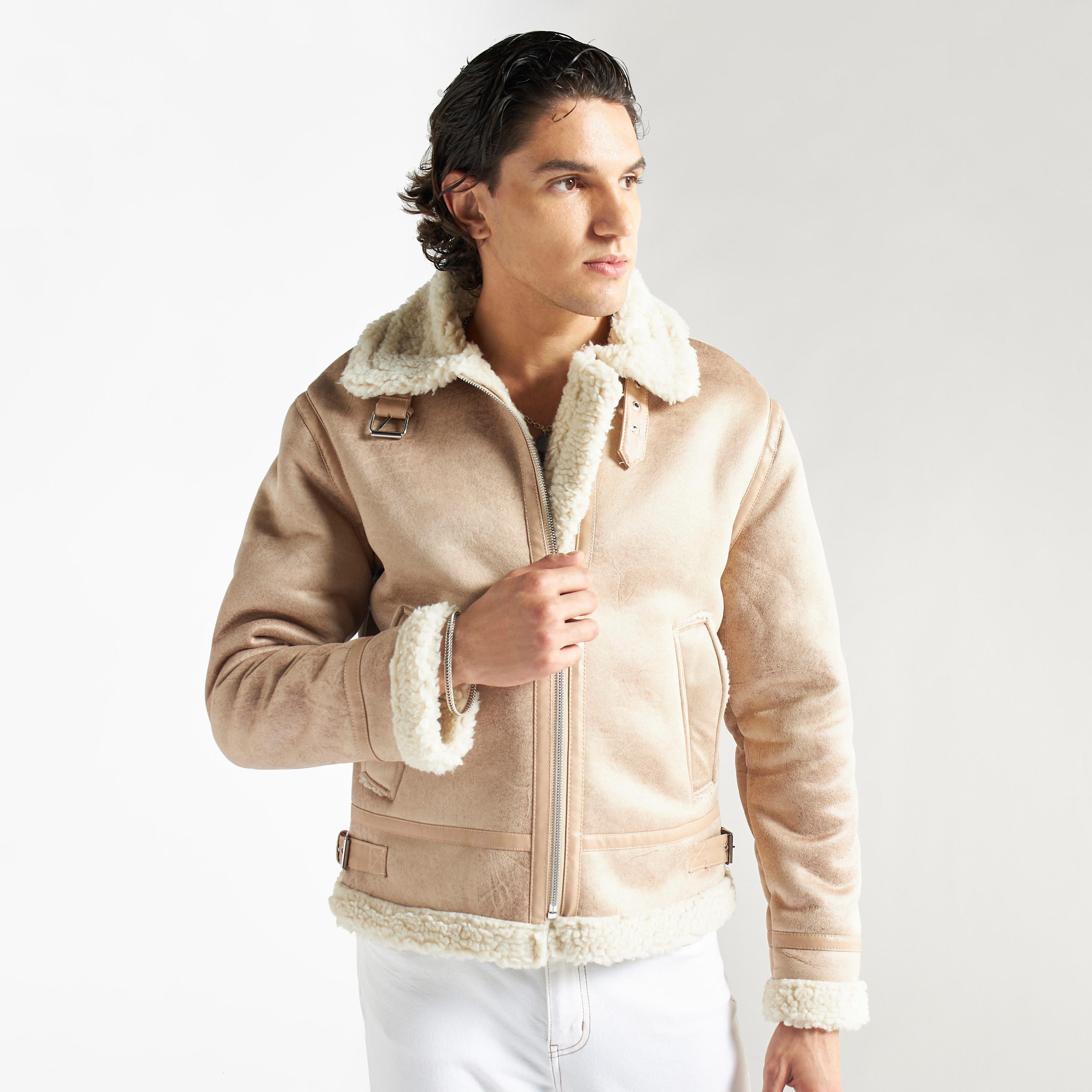 جاكيت أفياتور بسحّاب وأكمام طويلة وجيوب -men-clothing-jacketsandblazers-jackets-image-1