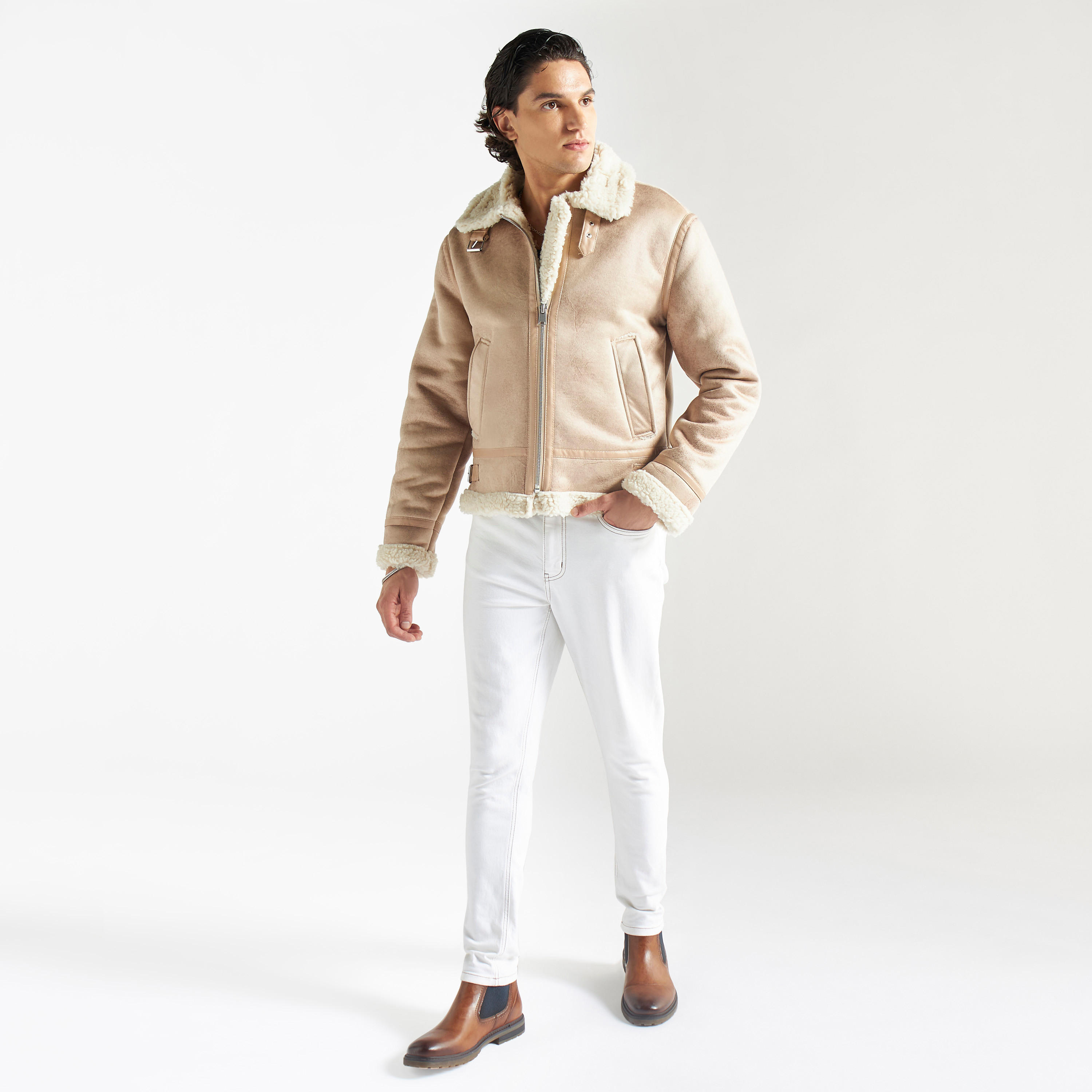 جاكيت أفياتور بسحّاب وأكمام طويلة وجيوب -men-clothing-jacketsandblazers-jackets-image-2