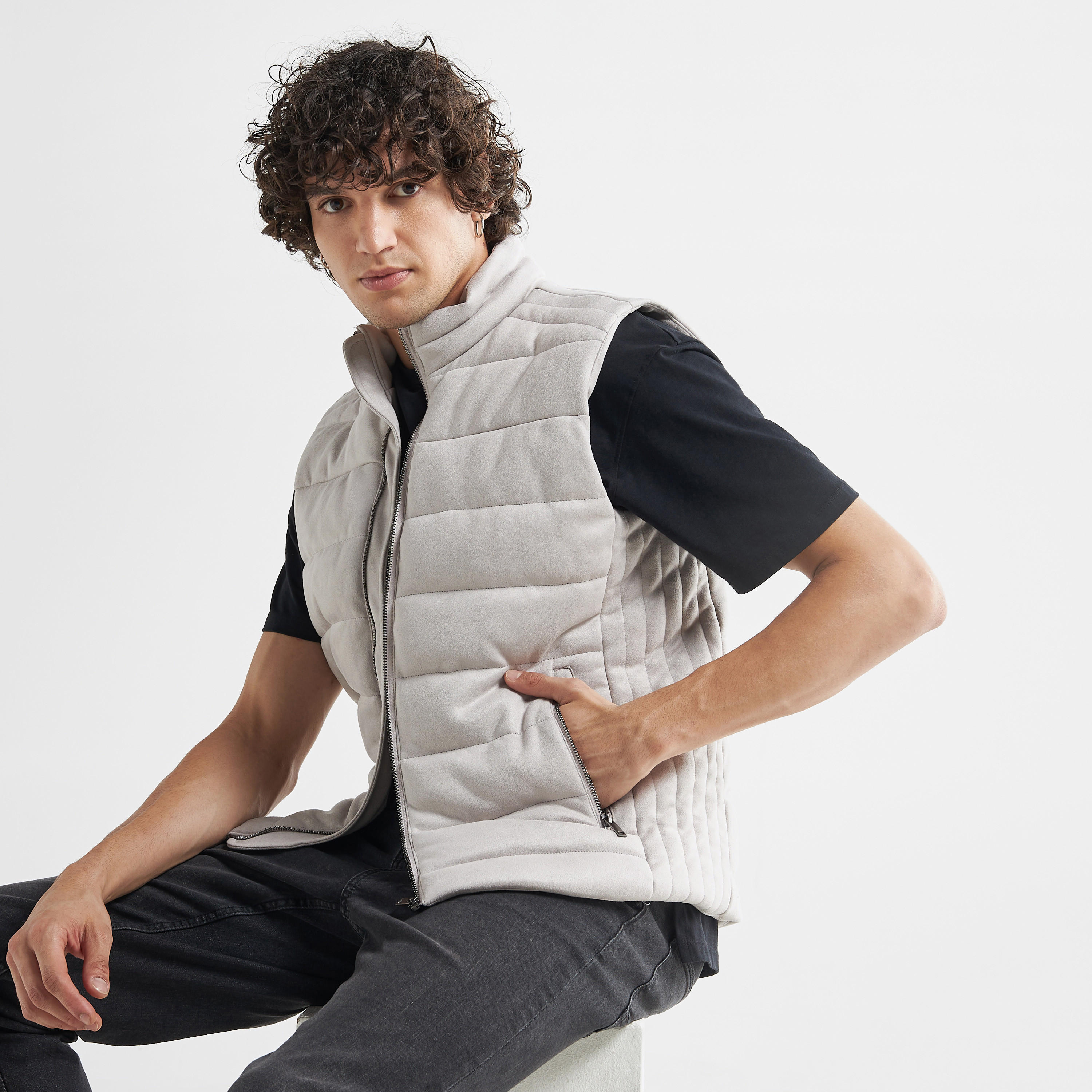 Quilted Zip Through Sleeveless Jacket with Pockets-men-clothing-jacketsandblazers-jackets-image-1