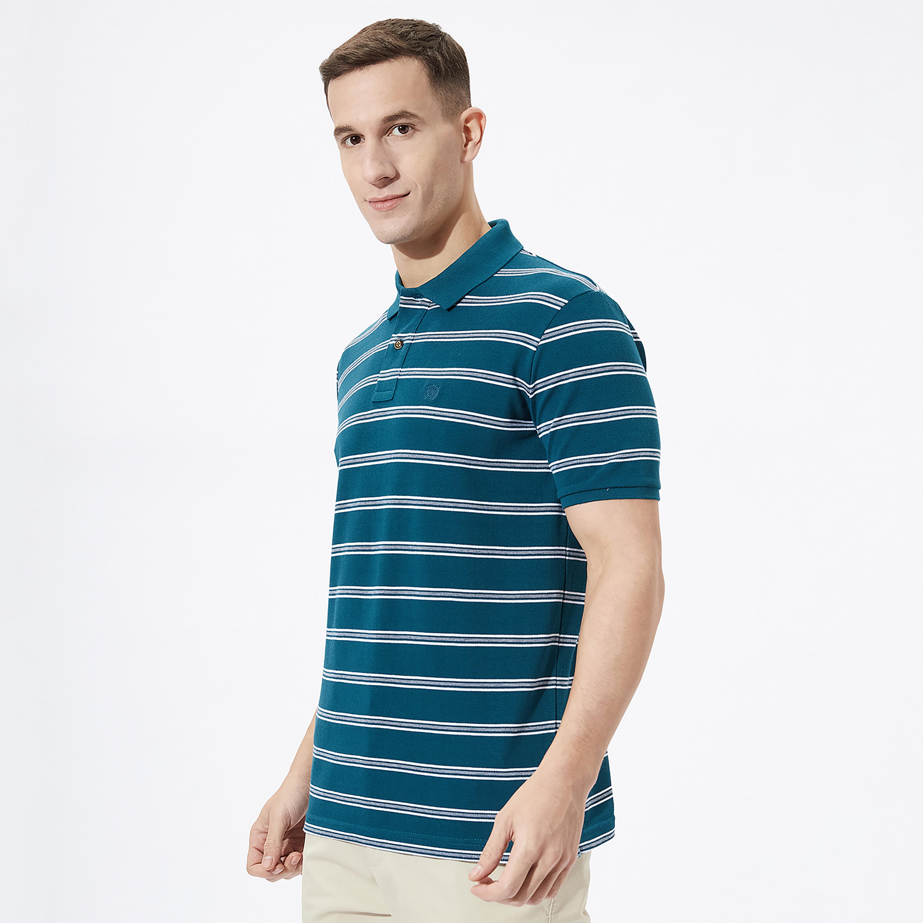 تيشيرت بولو مخطط بأكمام قصيرة من فهرنهايت-men-clothing-tshirtsandpolos-polos-image-3