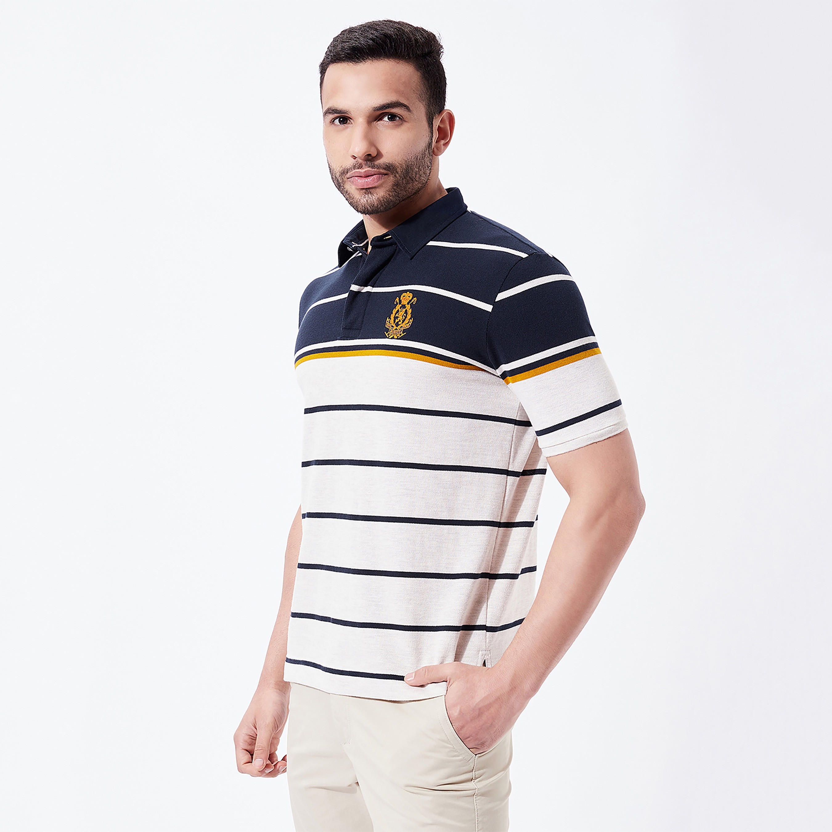 تيشيرت بولو مخطط بأكمام قصيرة من فهرنهايت-men-clothing-tshirtsandpolos-polos-image-2