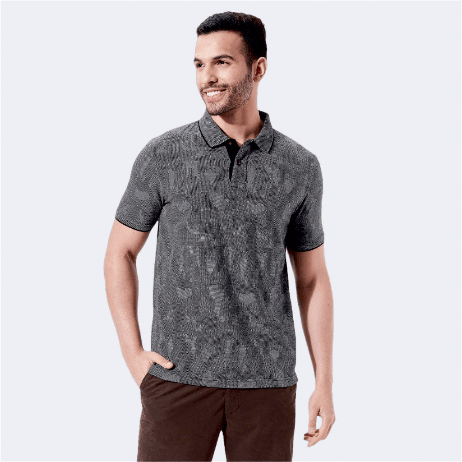 تيشيرت بولو جاكار بارز الملمس بأكمام قصيرة من فهرنهايت-men-clothing-tshirtsandpolos-polos-image-1