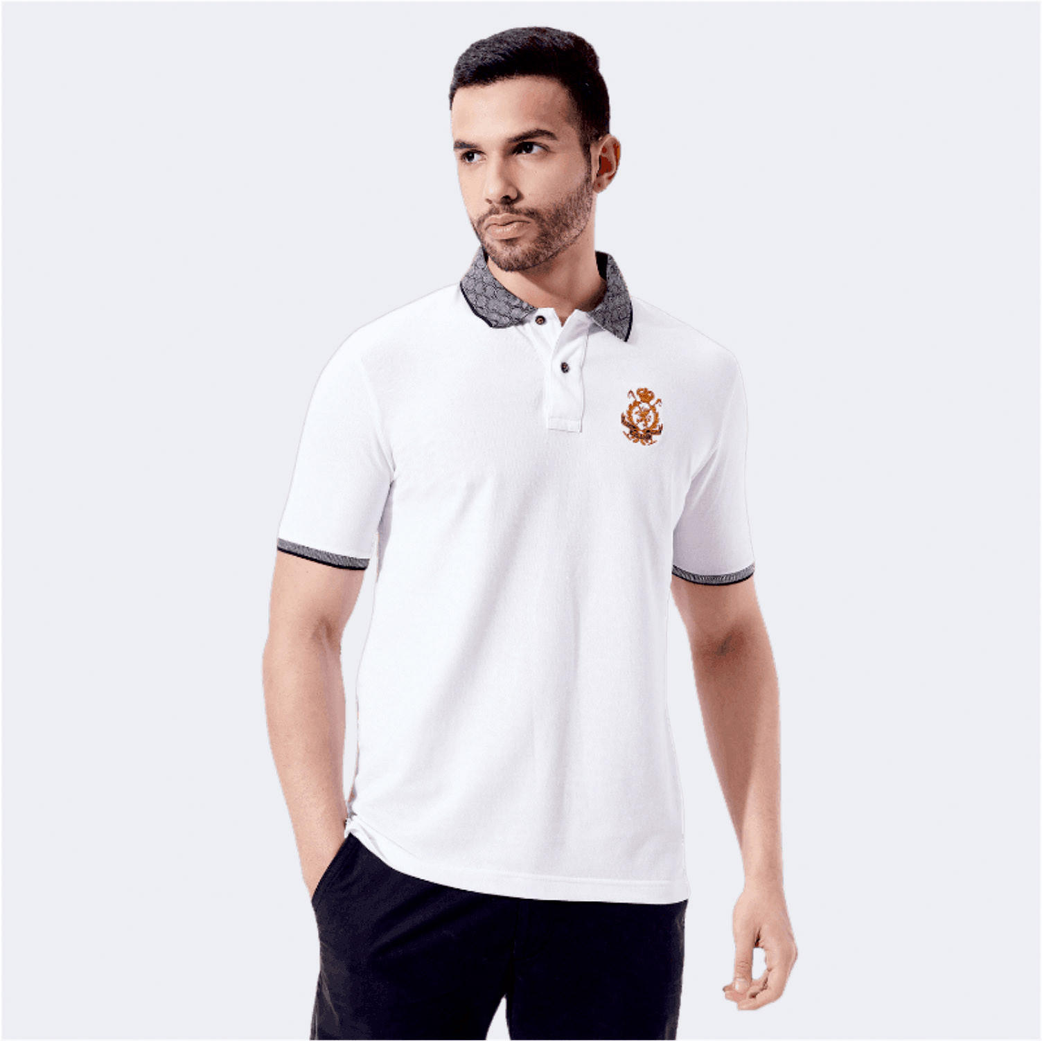 Fahrenheit Embroidered Detail Polo T-shirt with Short Sleeves-men-clothing-tshirtsandpolos-polos-image-1