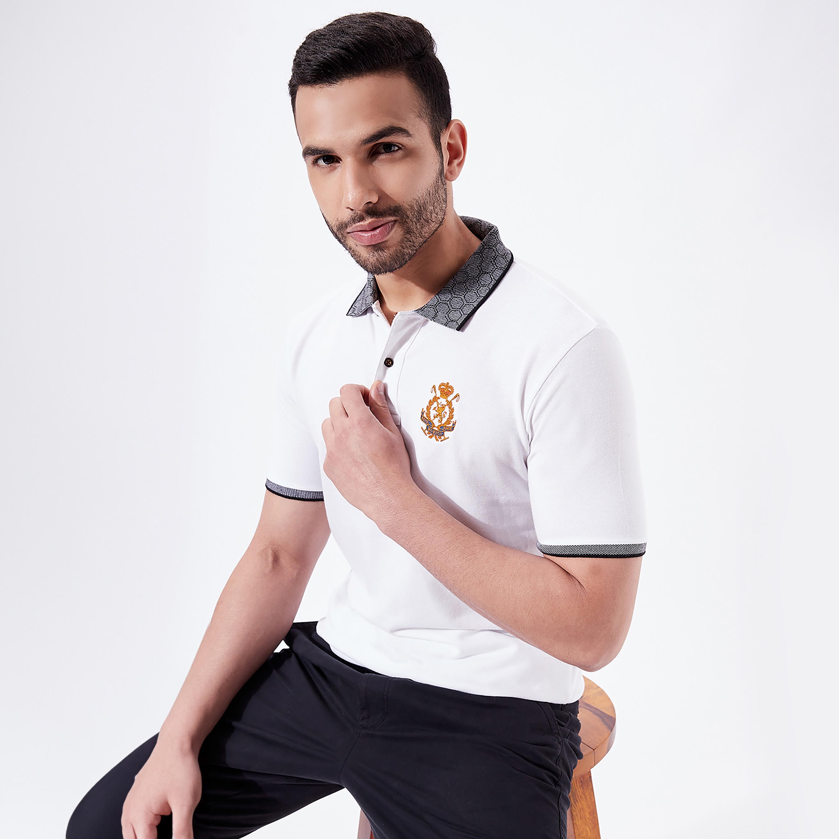 Fahrenheit Embroidered Detail Polo T-shirt with Short Sleeves-men-clothing-tshirtsandpolos-polos-image-2