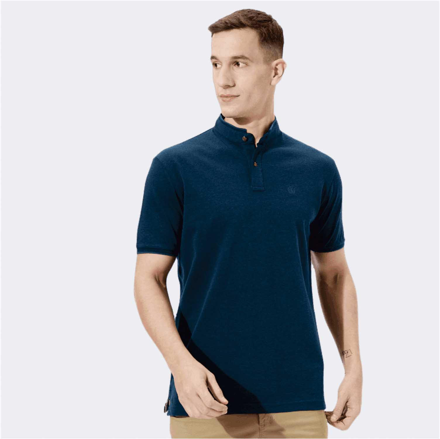 Fahrenheit Solid Polo T-shirt with Mandarin Neck-men-clothing-tshirtsandpolos-polos-image-1