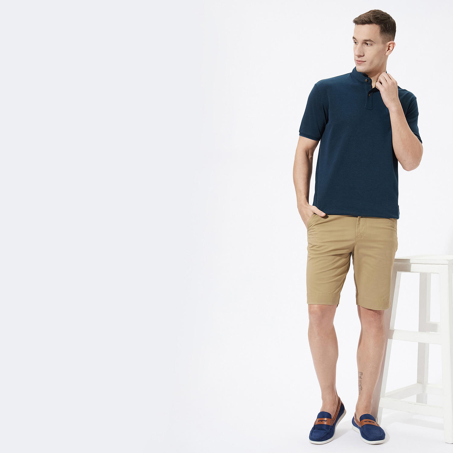 Fahrenheit Solid Polo T-shirt with Mandarin Neck-men-clothing-tshirtsandpolos-polos-image-2