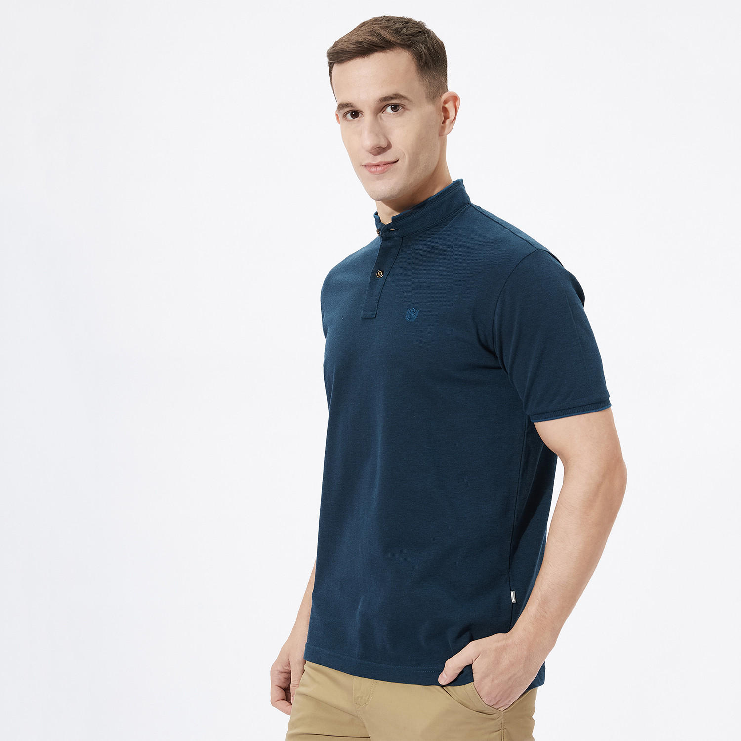Fahrenheit Solid Polo T-shirt with Mandarin Neck-men-clothing-tshirtsandpolos-polos-image-3