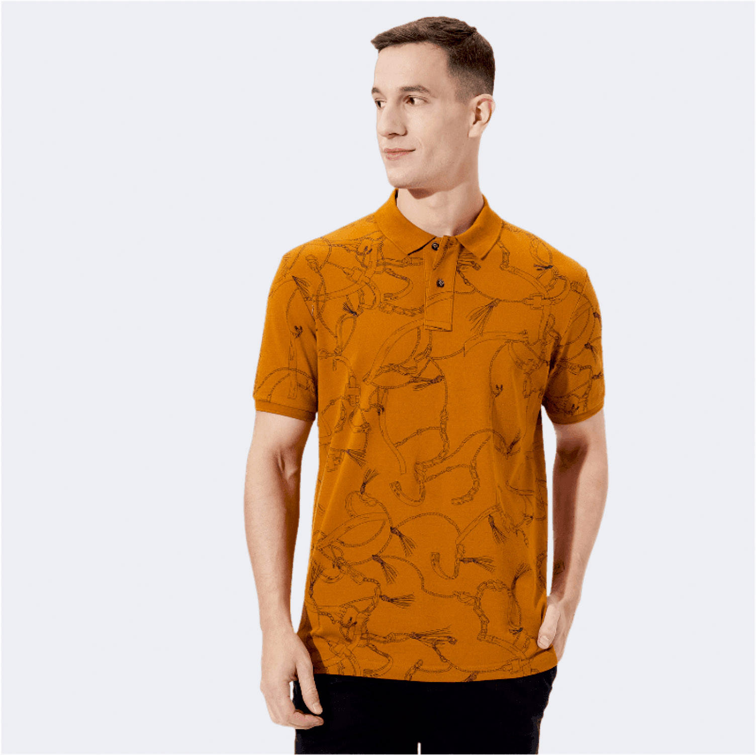 Fahrenheit All-Over Graphic Print Polo T-shirt with Short Sleeves-men-clothing-tshirtsandpolos-polos-image-1