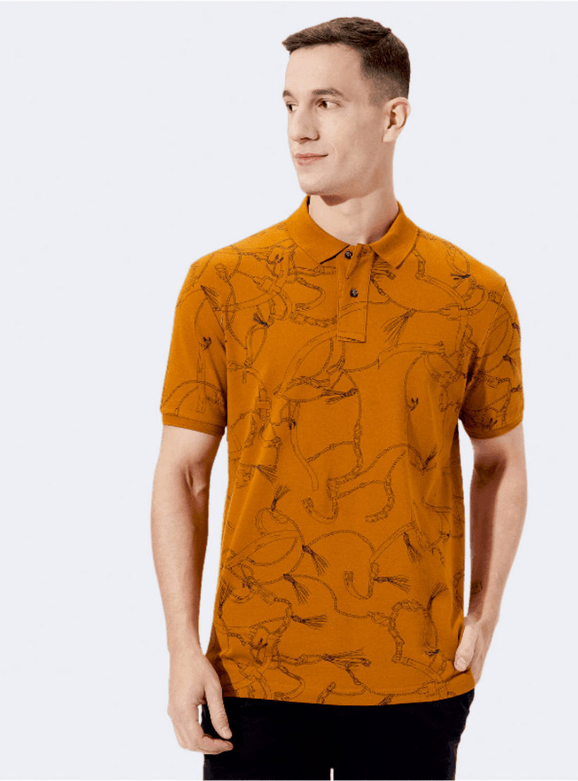 Fahrenheit All-Over Graphic Print Polo T-shirt with Short Sleeves-men-clothing-tshirtsandpolos-polos-image-1