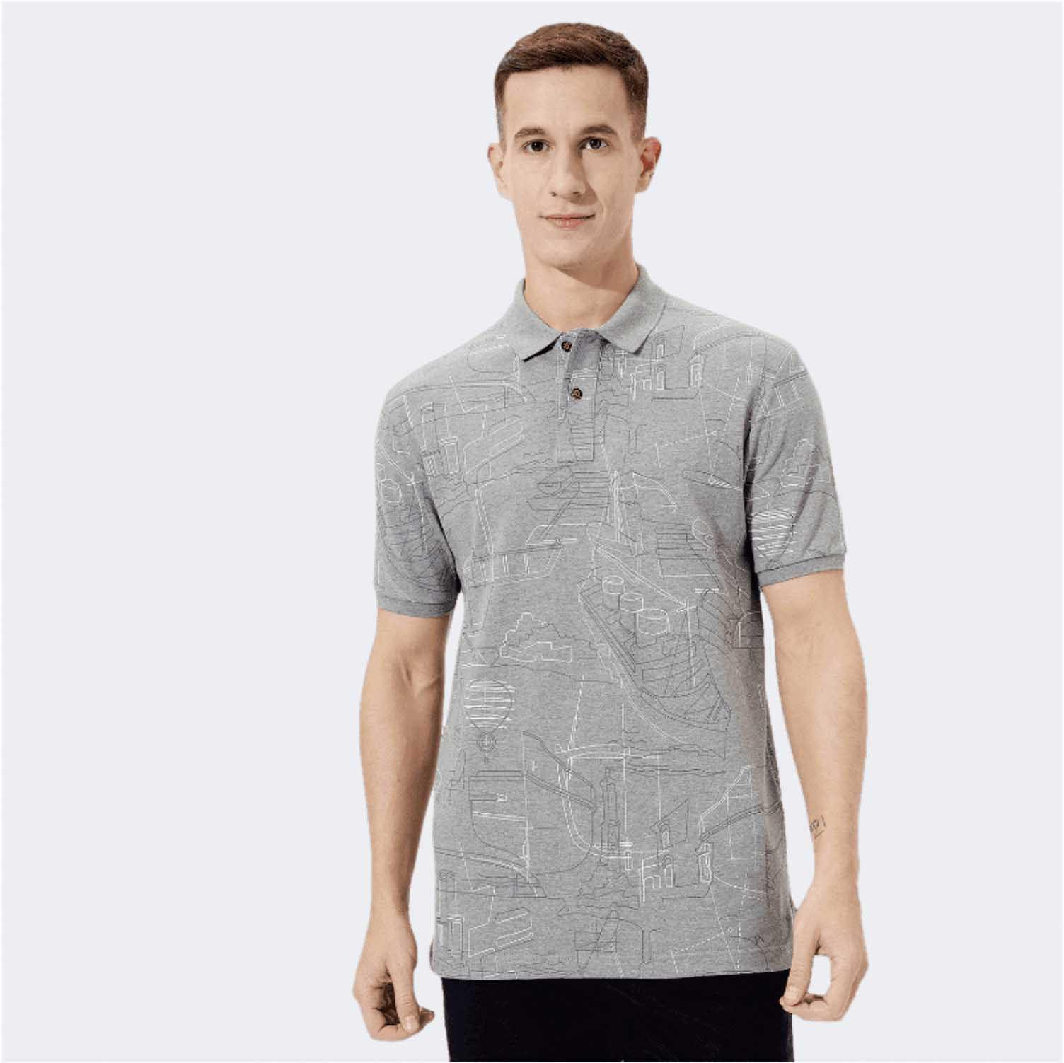 تيشيرت بولو بأكمام قصيرة وطبعات من فهرنهايت-men-clothing-tshirtsandpolos-polos-image-1