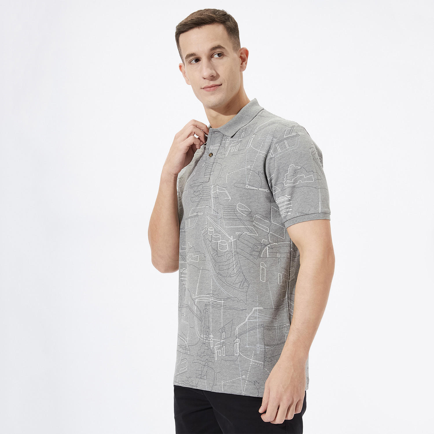 تيشيرت بولو بأكمام قصيرة وطبعات من فهرنهايت-men-clothing-tshirtsandpolos-polos-image-3