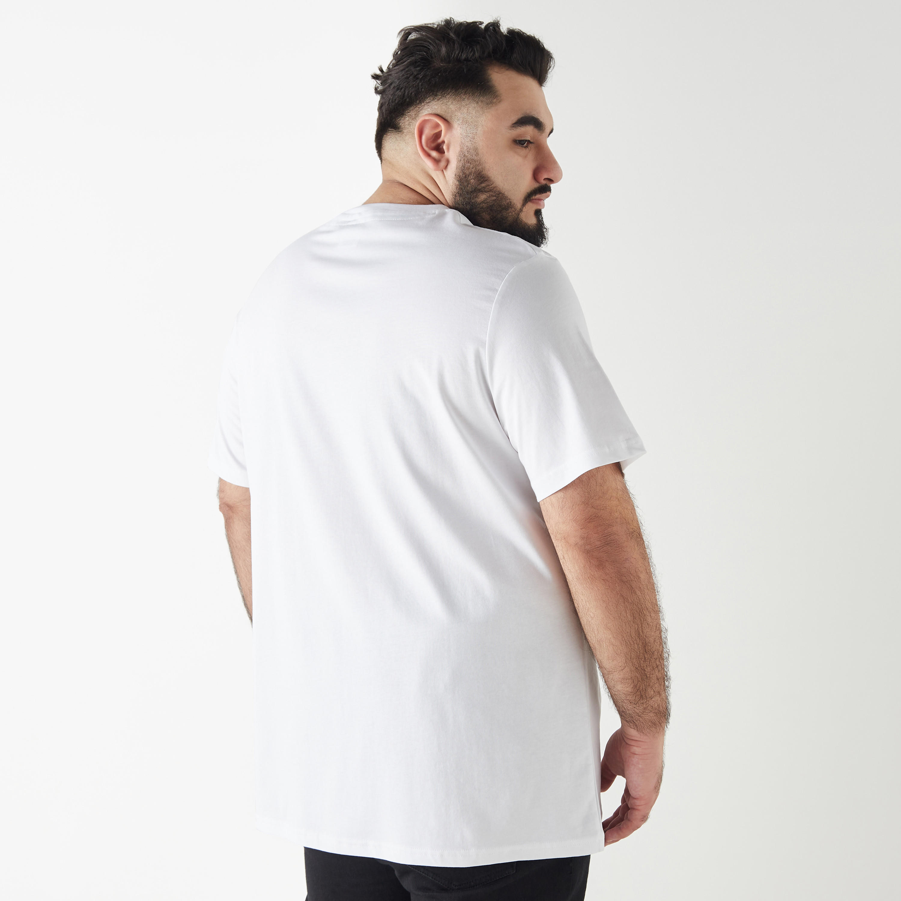 طقم من قطعتين - تيشيرت مقاس كبير بياقة ضيقة وأكمام قصيرة وطبعات سوبر مان-men-clothing-tshirtsandpolos-tshirts-image-4