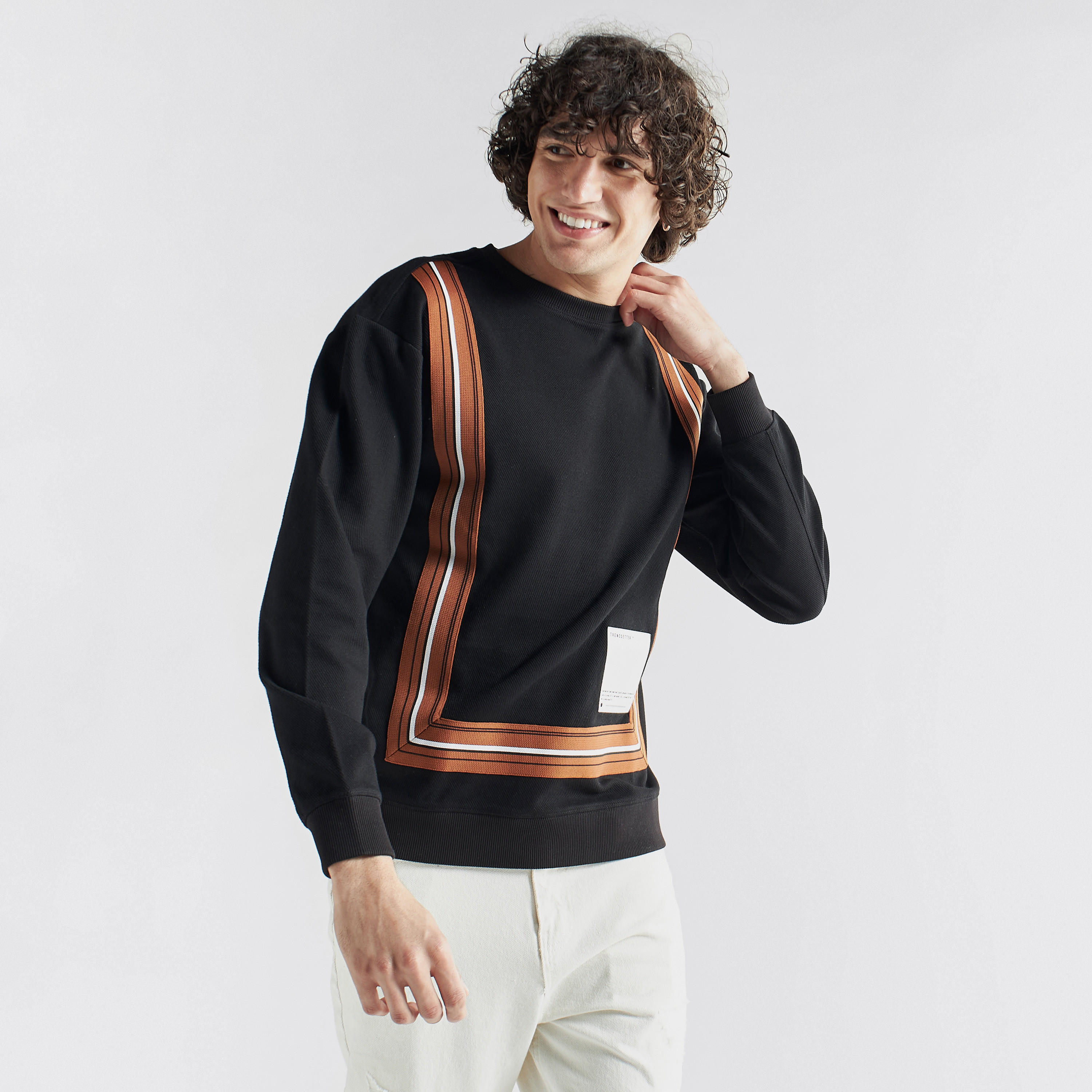 Panelled Sweatshirt with Long Sleeves-men-winterwear-hoodiesandsweatshirts-image-1