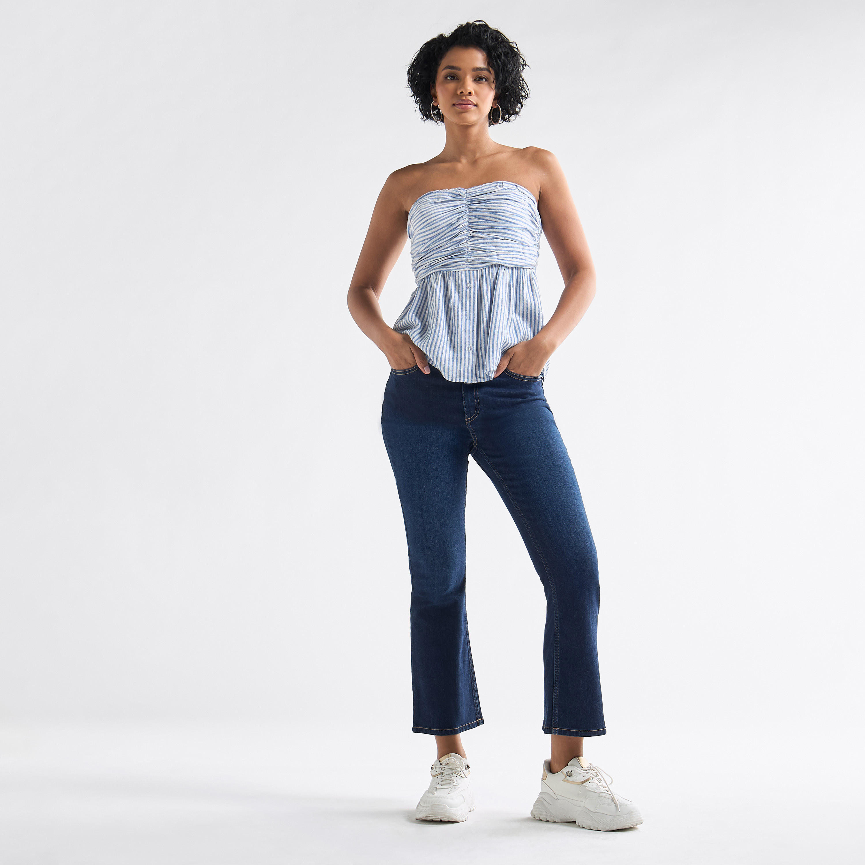 Striped Tube Top with Ruched Detail-women-clothing-shirtsandblouses-blouses-image-2