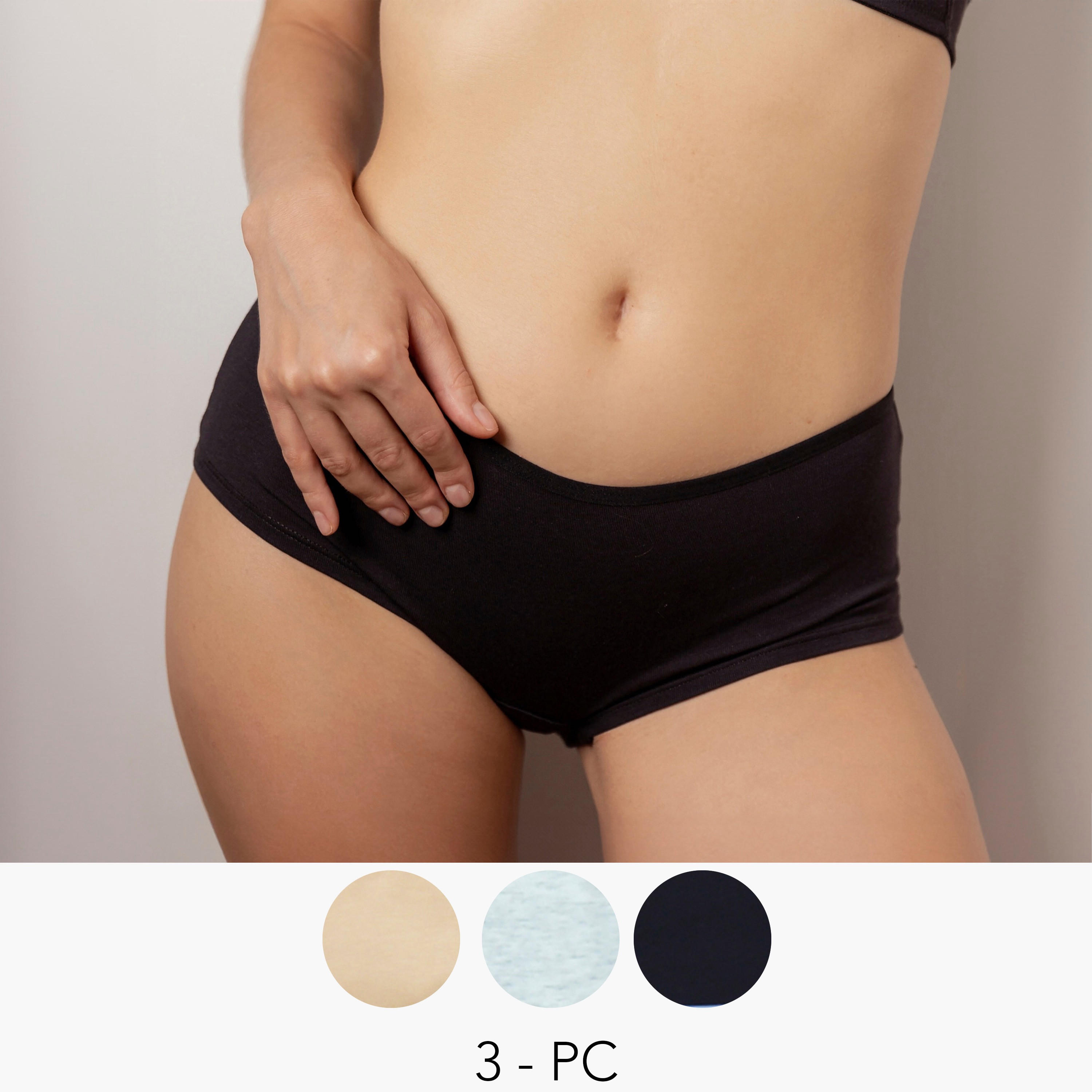 سراويل بوي شورت بخصر مطاطي من آدارايا- طقم من 3 قطع-women-clothing-lingerie-panties-image-1