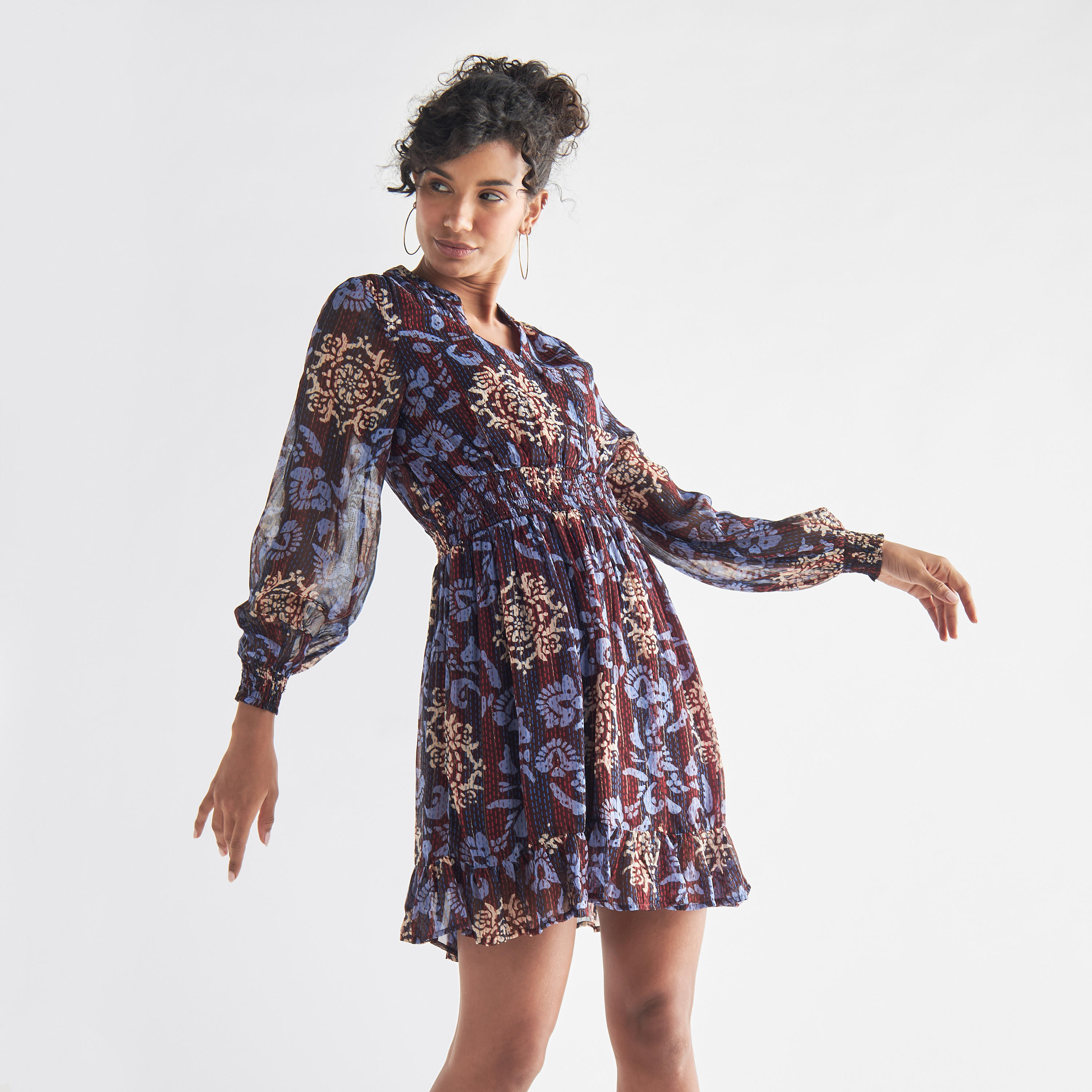 فستان بأكمام طويلة وياقة ماندرين وطبعات-women-clothing-dresses-image-1