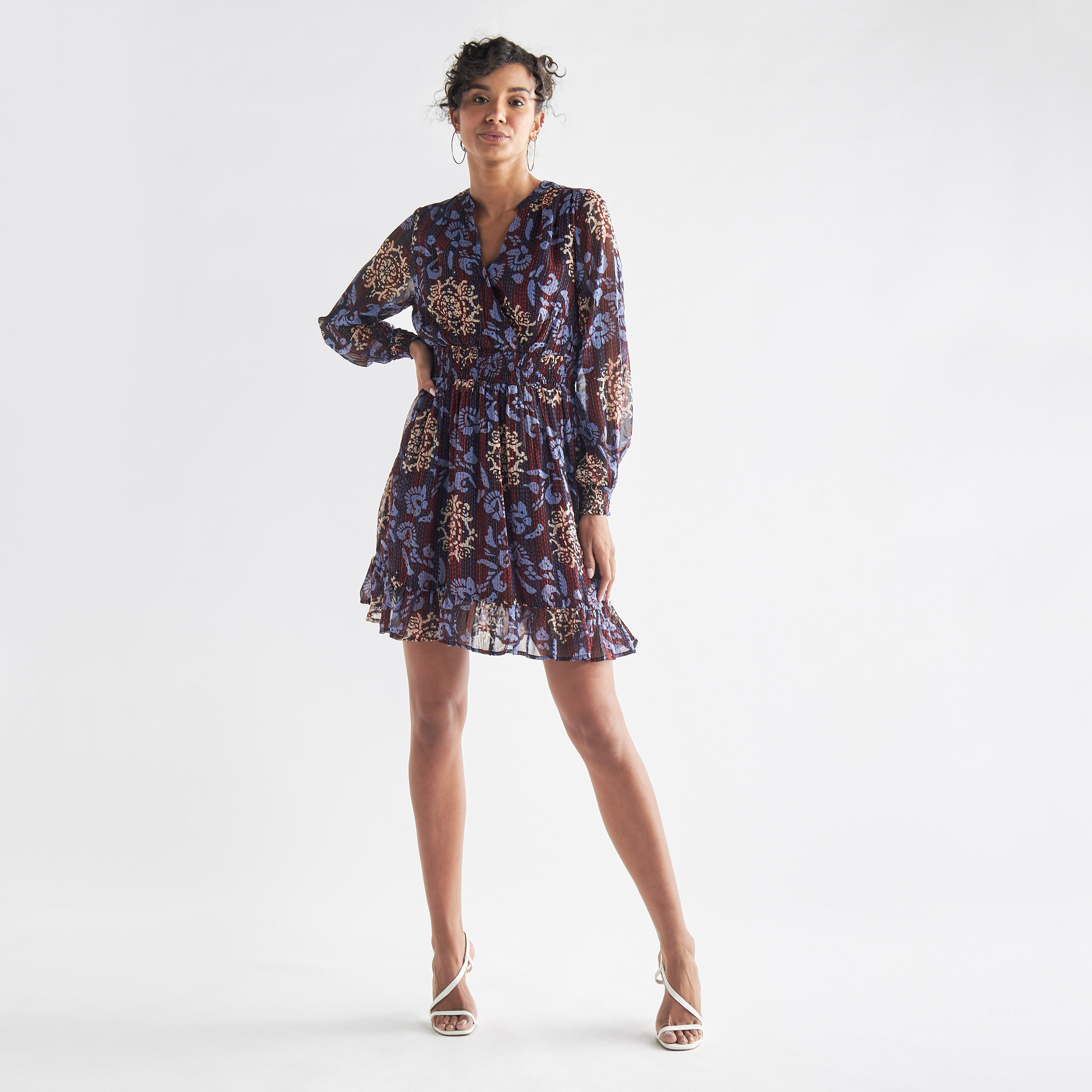 فستان بأكمام طويلة وياقة ماندرين وطبعات-women-clothing-dresses-image-2