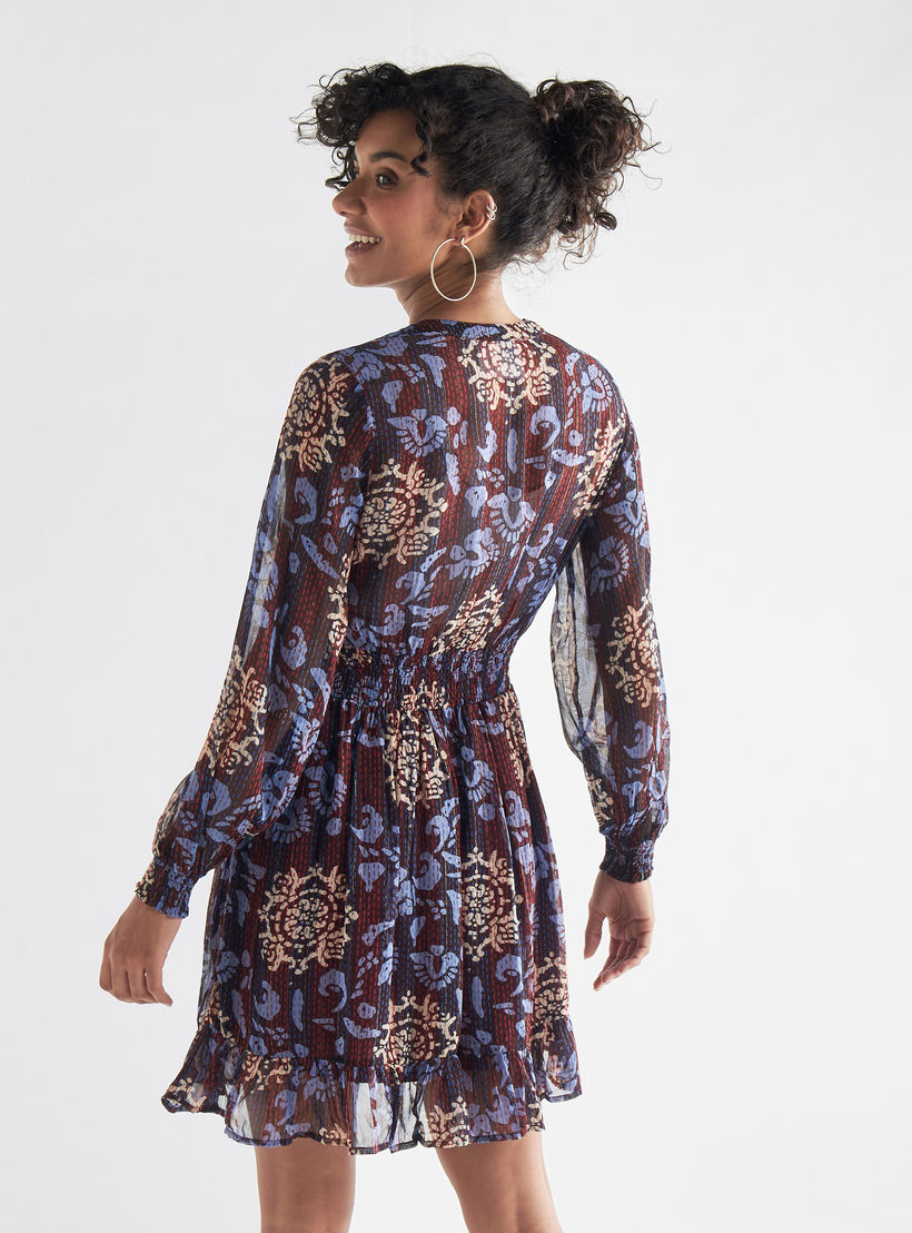 فستان بأكمام طويلة وياقة ماندرين وطبعات-women-clothing-dresses-image-3