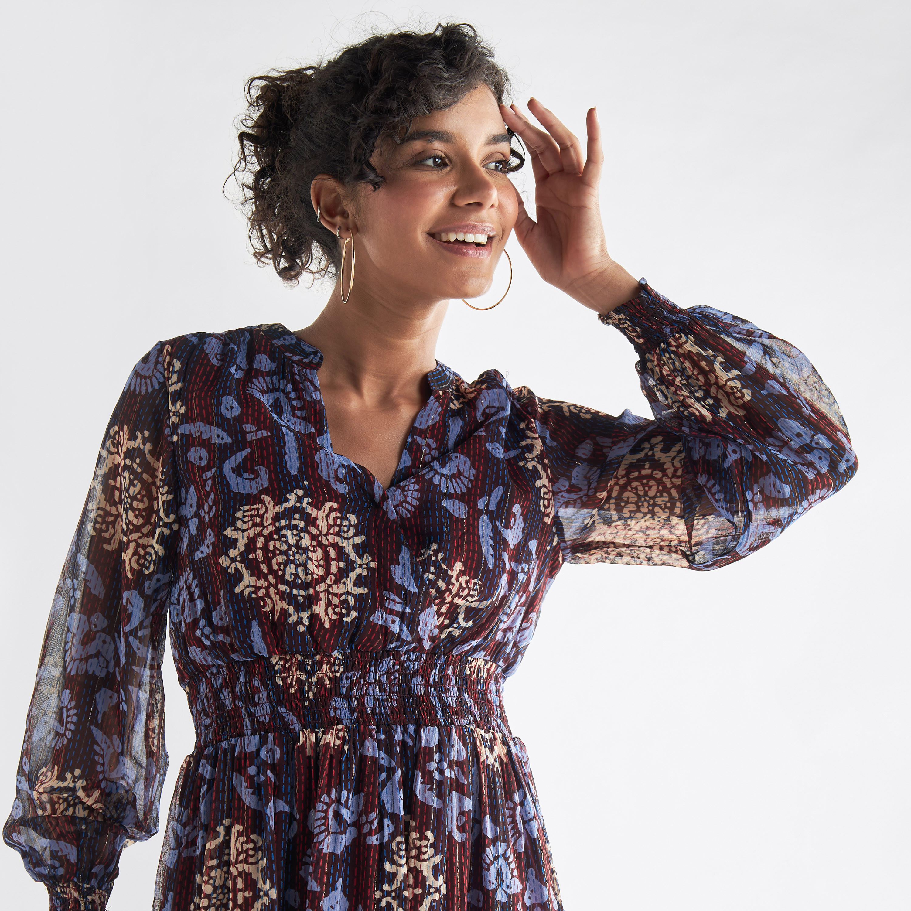 فستان بأكمام طويلة وياقة ماندرين وطبعات-women-clothing-dresses-image-4