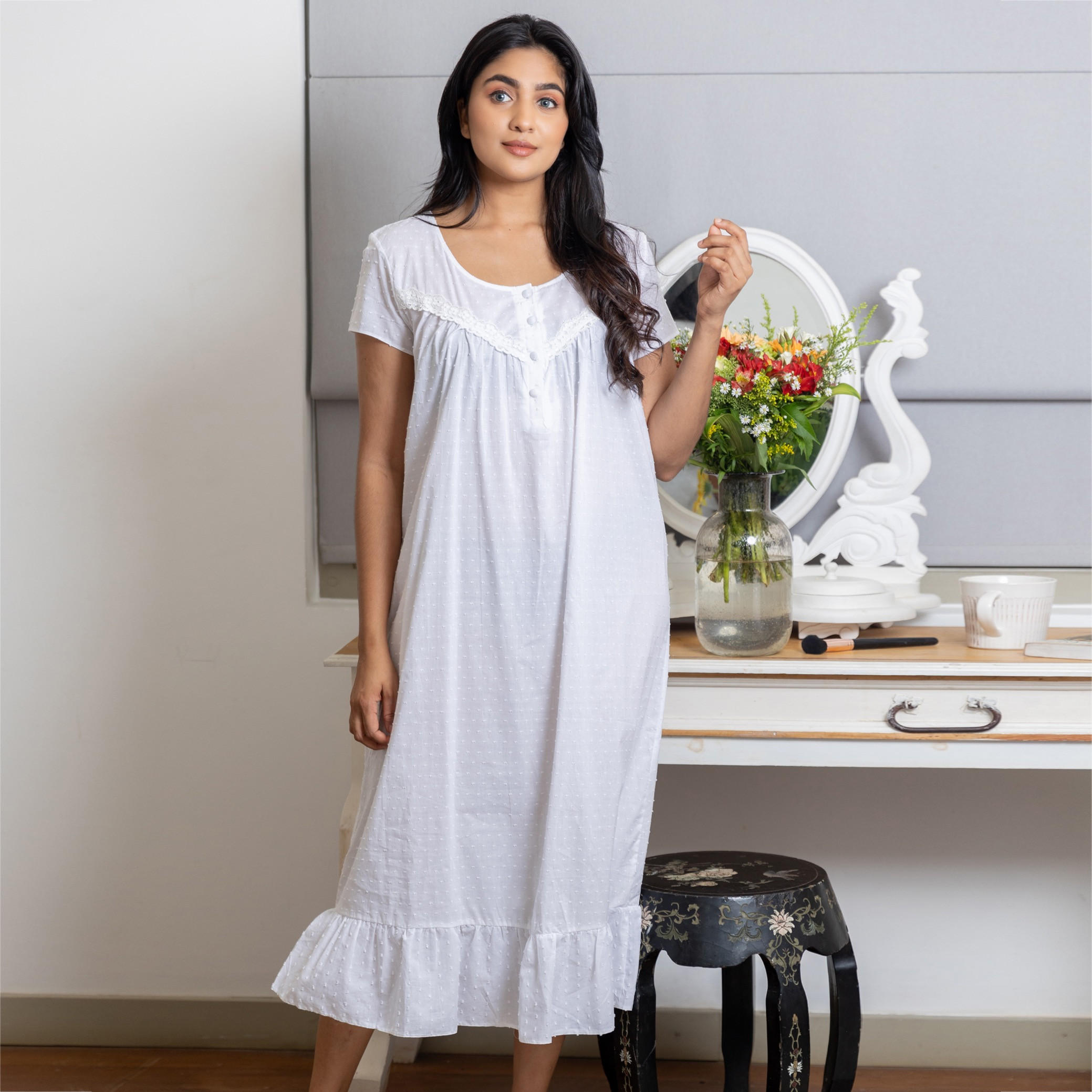 ثوب نوم بأكمام قصيرة من أدارايا-women-clothing-nightwear-nighties-image-4