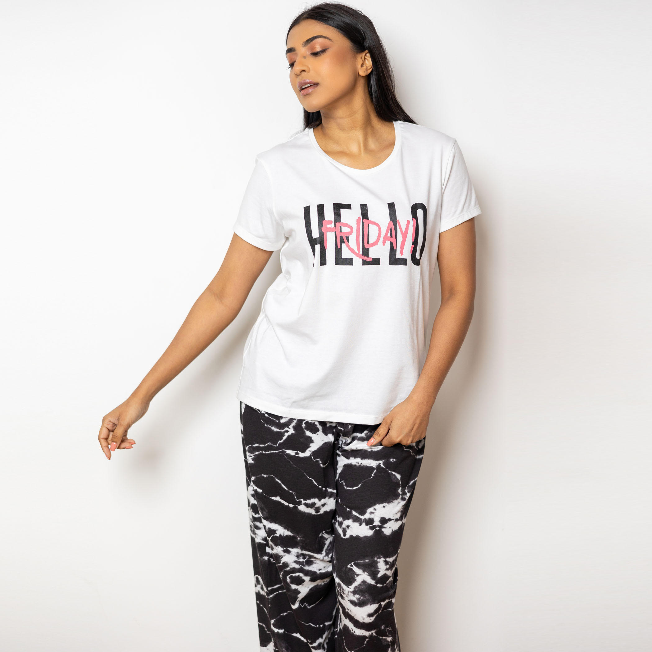 Aadaraya Printed Round Neck T-shirt and Pyjama Set-women-clothing-nightwear-pyjamas-longsets-image-1