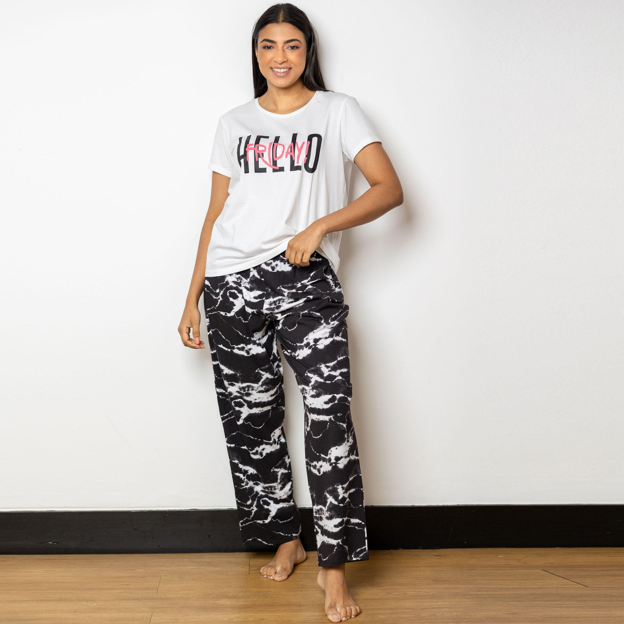 Aadaraya Printed Round Neck T-shirt and Pyjama Set-women-clothing-nightwear-pyjamas-longsets-image-4
