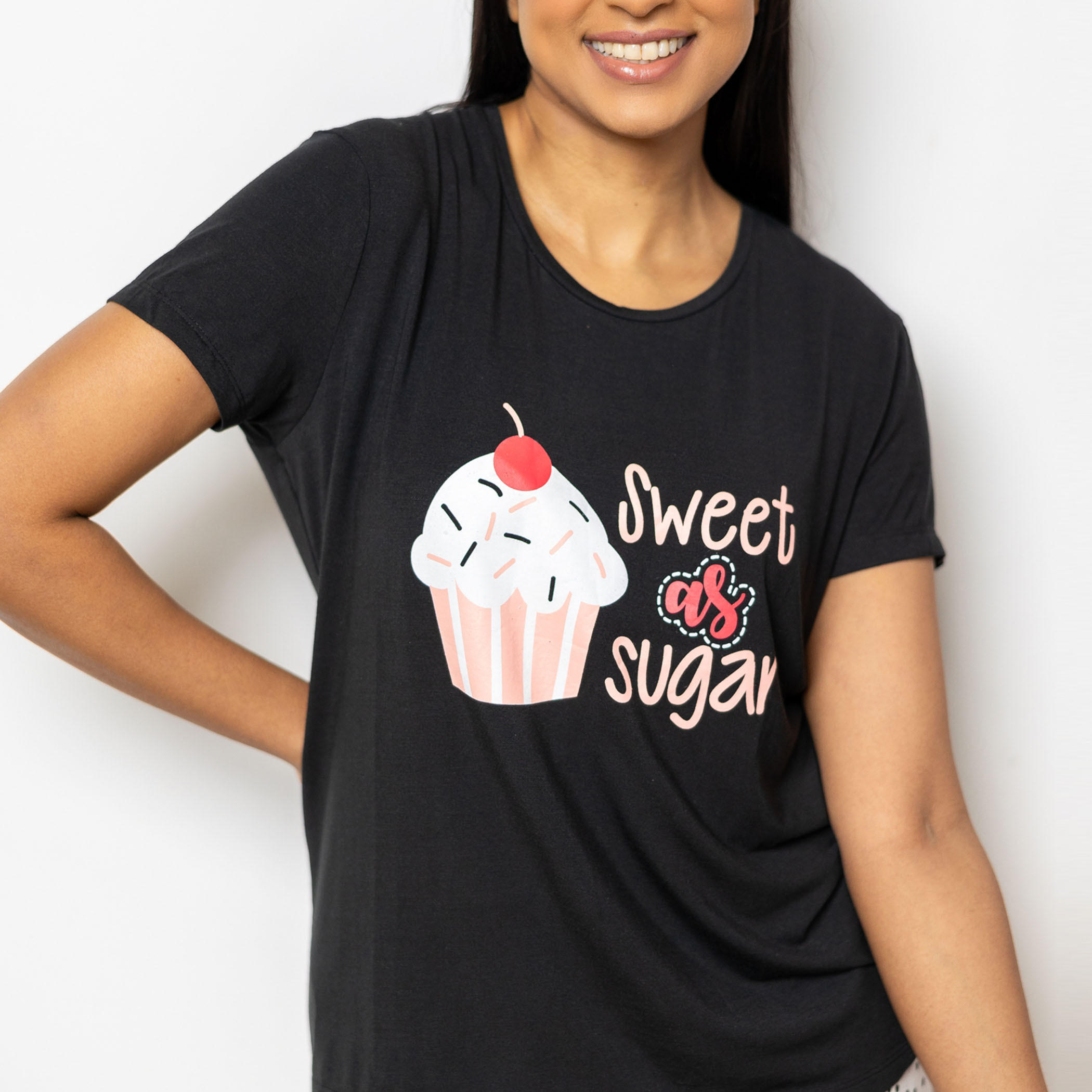 Aadaraya Printed Round Neck T-shirt and Pyjama Set-women-clothing-nightwear-pyjamas-longsets-image-1