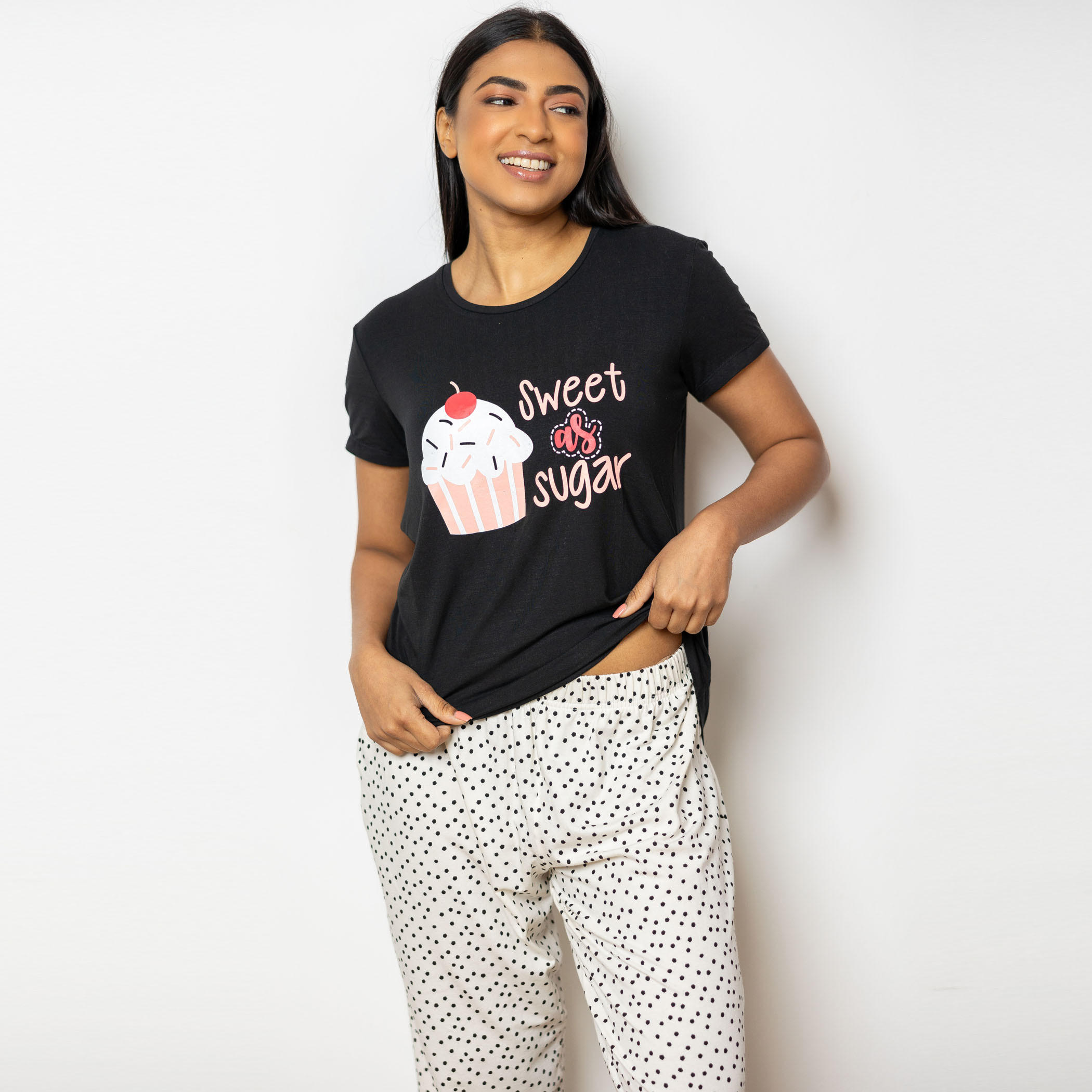 Aadaraya Printed Round Neck T-shirt and Pyjama Set-women-clothing-nightwear-pyjamas-longsets-image-2