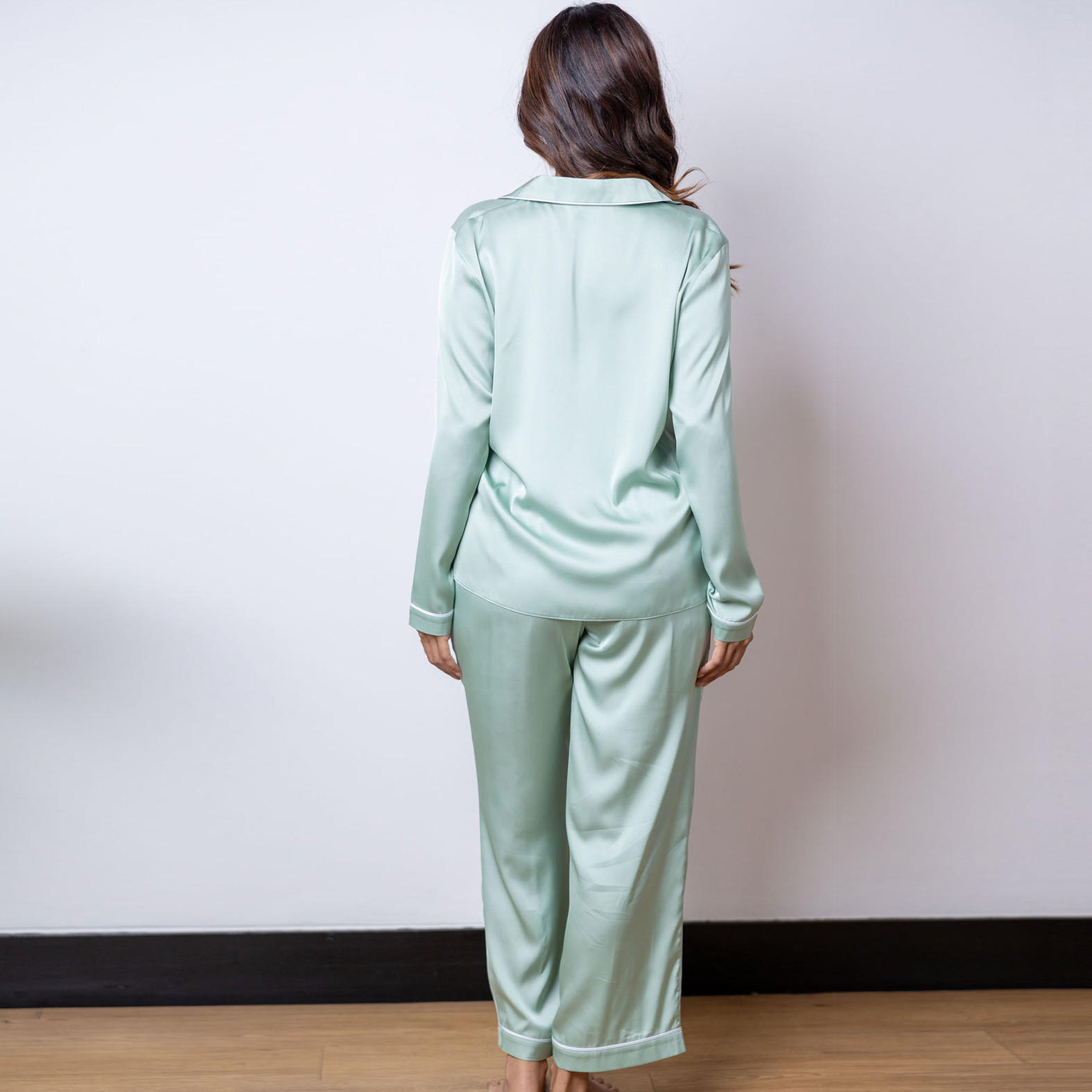 Aadaraya Solid Sateen Notch Collar Shirt and Pyjama Set-women-clothing-nightwear-pyjamas-longsets-image-3