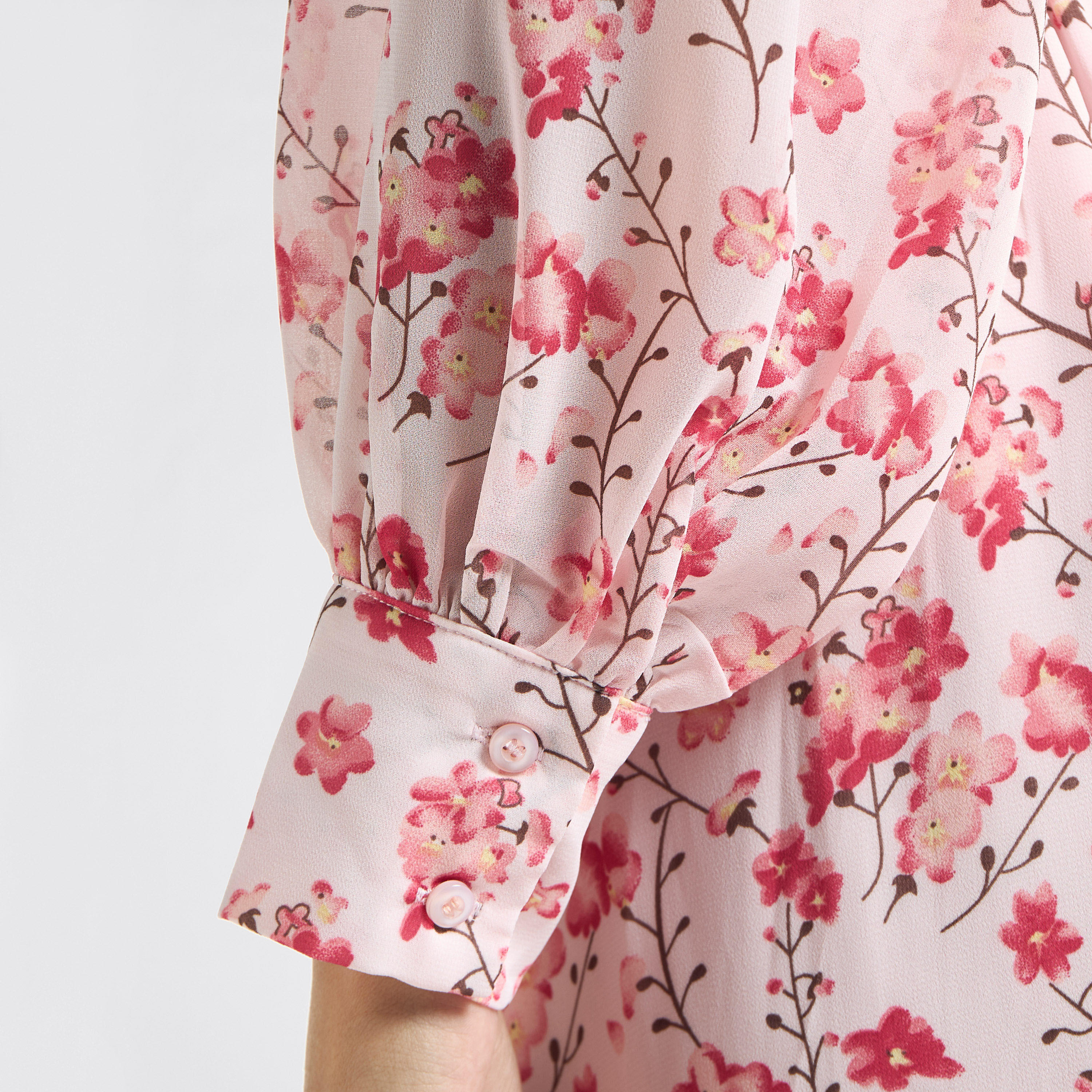 فستان إيه لاين بياقة ماندرين وطبعات زهرية وتفاصيل سيرساكر-women-clothing-dresses-image-5