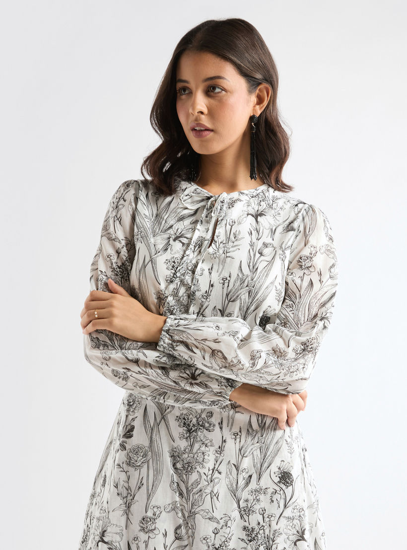 فستان بأكمام طويلة وأربطة بطبعات زهرية-women-clothing-dresses-image-4