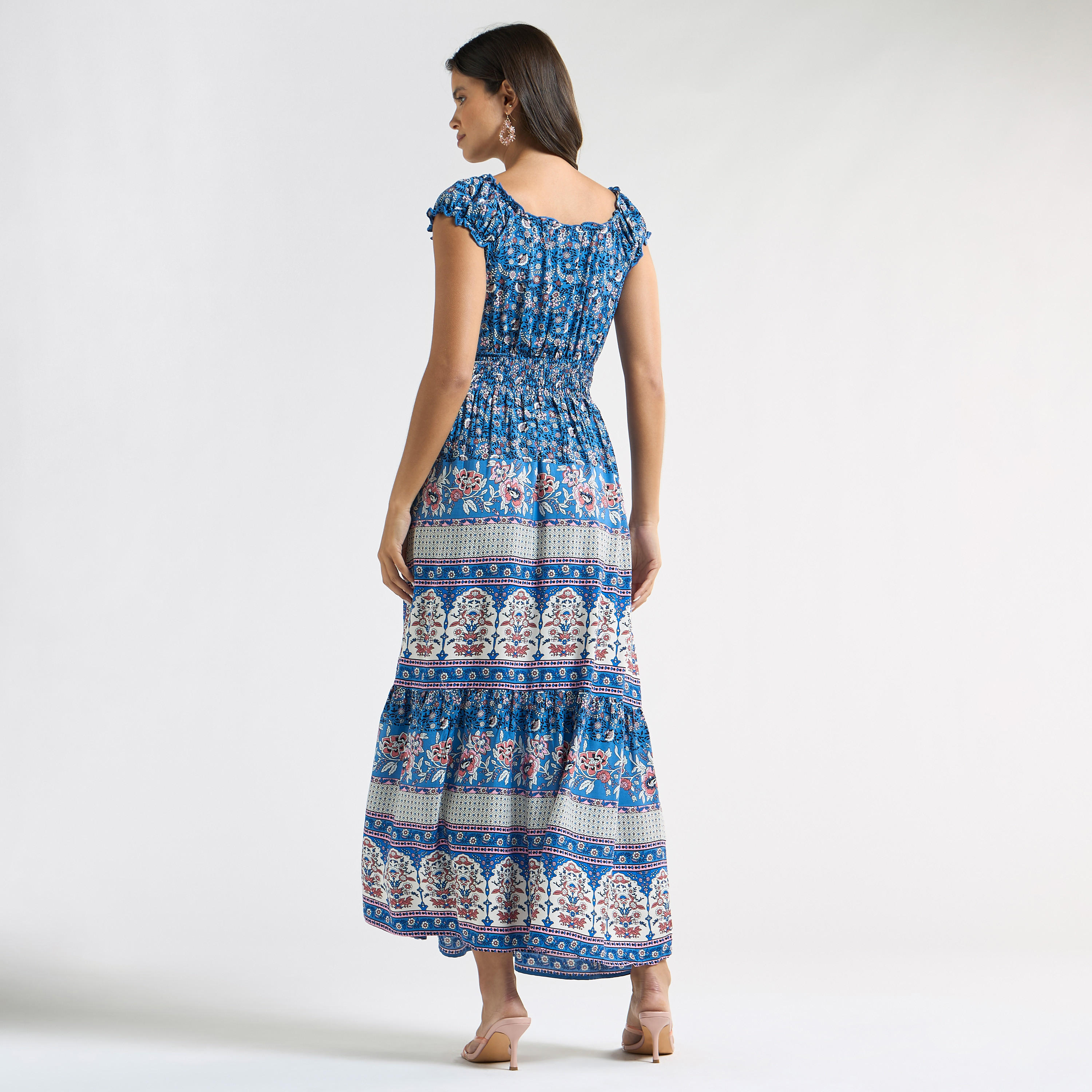فستان متعدد الطبقات بياقة V وأكمام كاب وطبعات-women-clothing-dresses-image-3