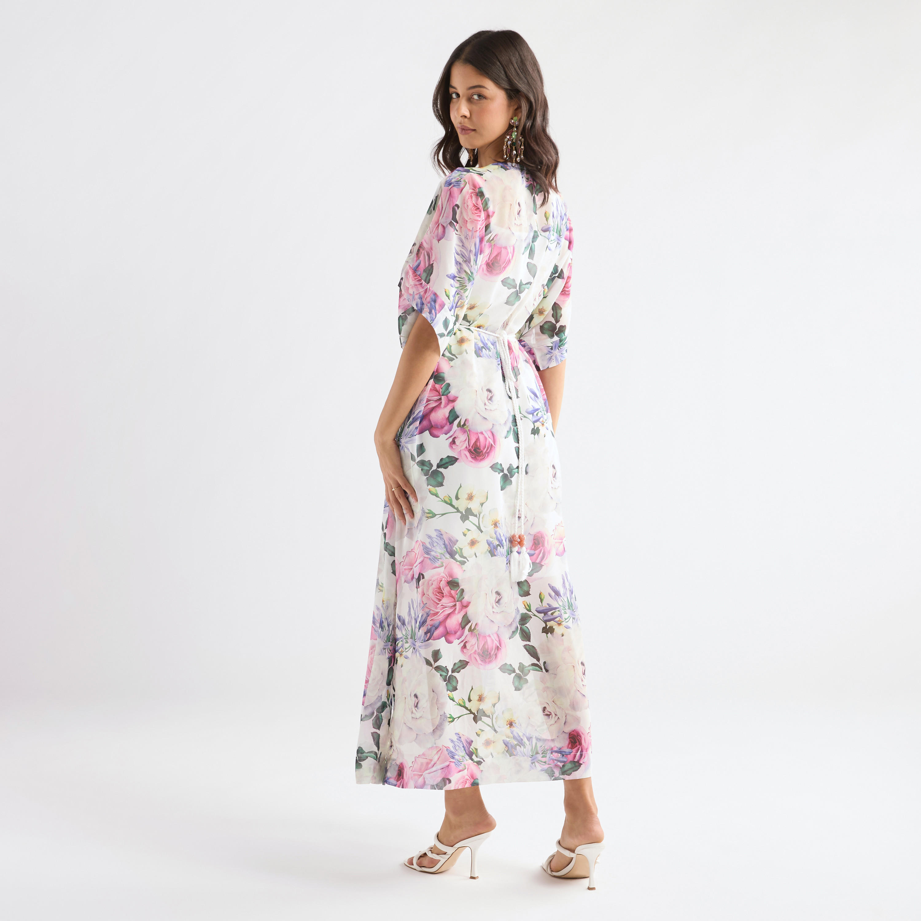 All-Over Floral Print V-neck Dress with Tie-Up Belt-women-clothing-dresses-image-3