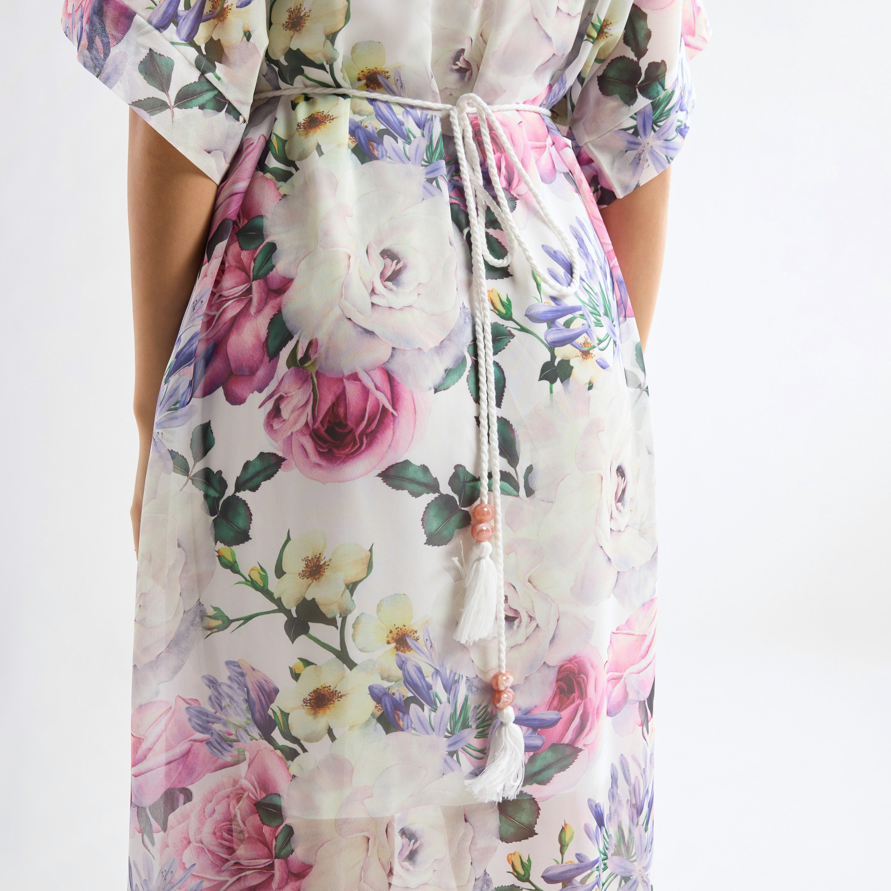 All-Over Floral Print V-neck Dress with Tie-Up Belt-women-clothing-dresses-image-6