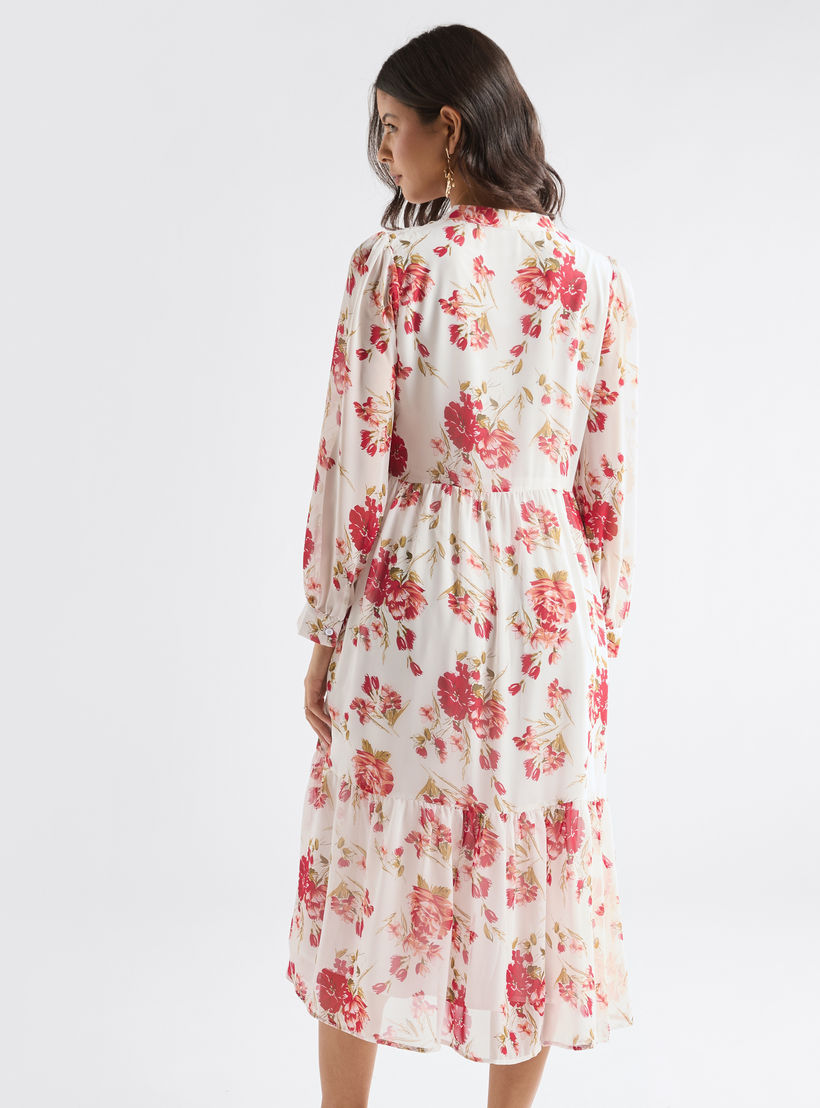 فستان ميدي بطبعات أزهار وياقة فيونكة وأكمام طويلة-women-clothing-dresses-image-3