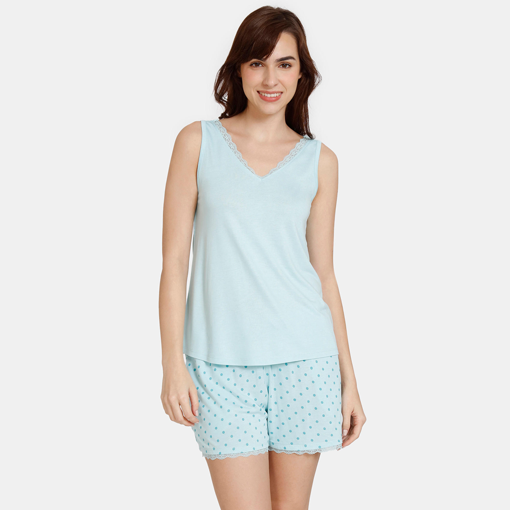 طقم شورت وبلوزة بدون أكمام من زيفامي-women-clothing-nightwear-pyjamas-shortsets-image-1
