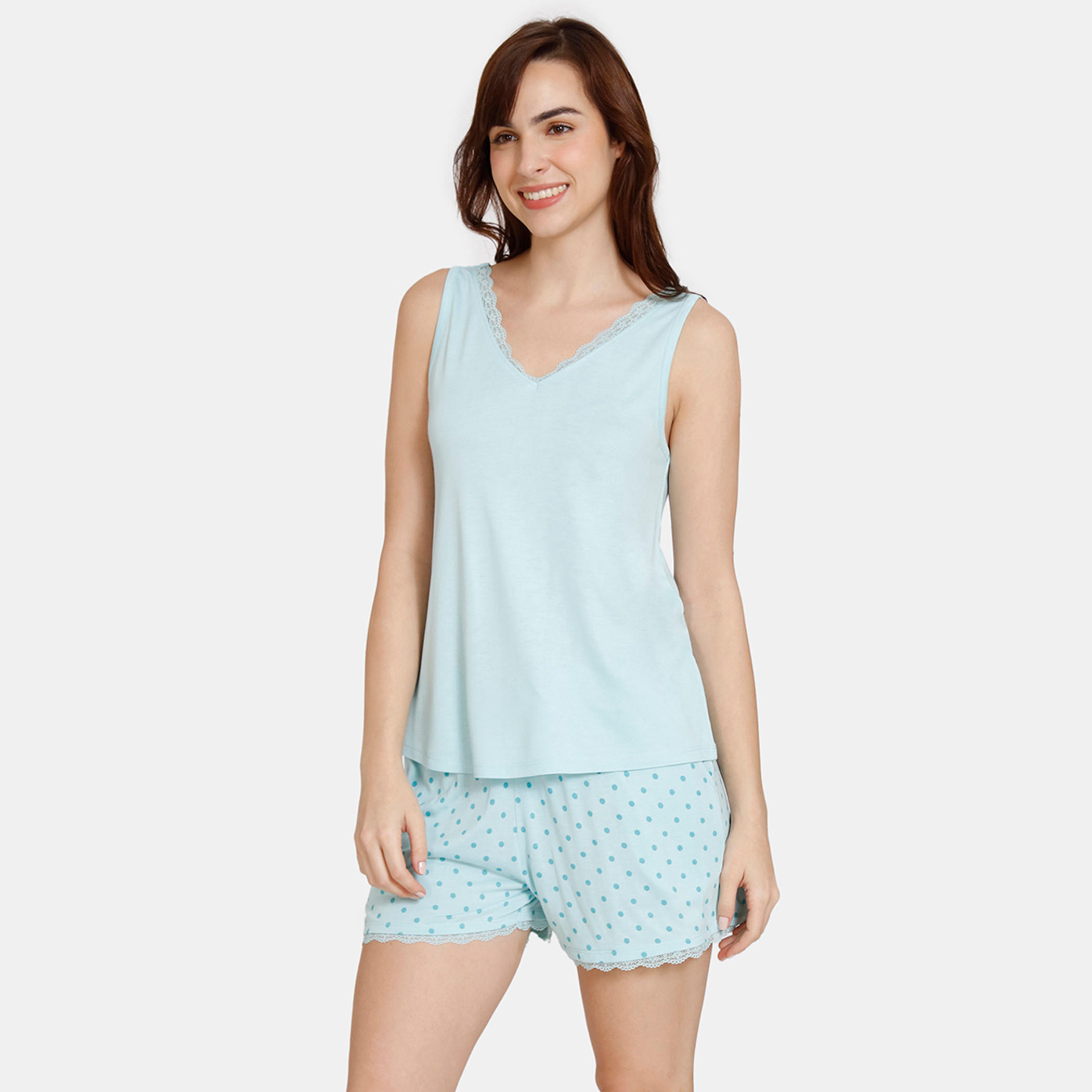 طقم شورت وبلوزة بدون أكمام من زيفامي-women-clothing-nightwear-pyjamas-shortsets-image-2