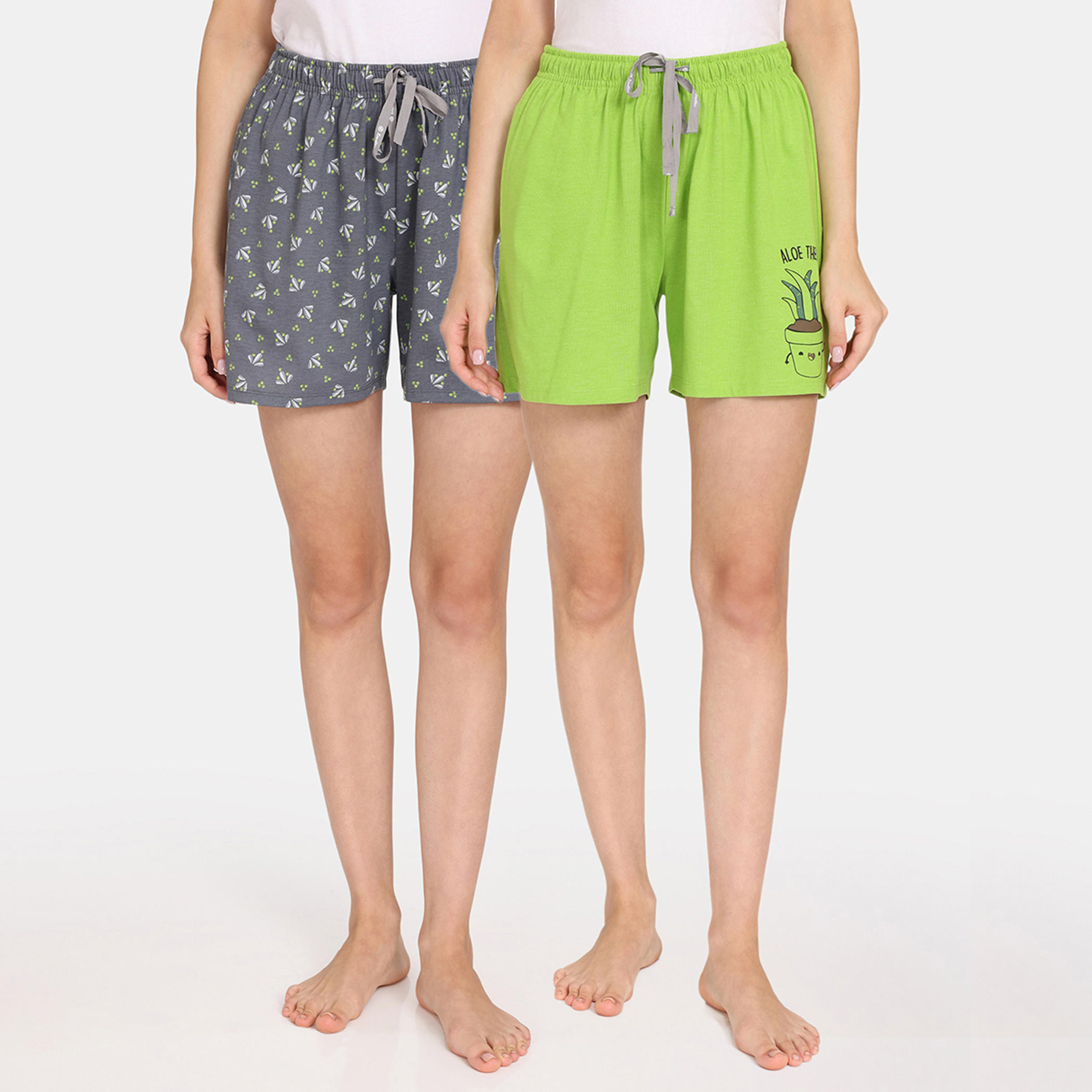 شورتات بطبعات ورباط إغلاق من زيفامي - طقم من قطعتين-women-clothing-nightwear-pyjamas-bottoms-image-1