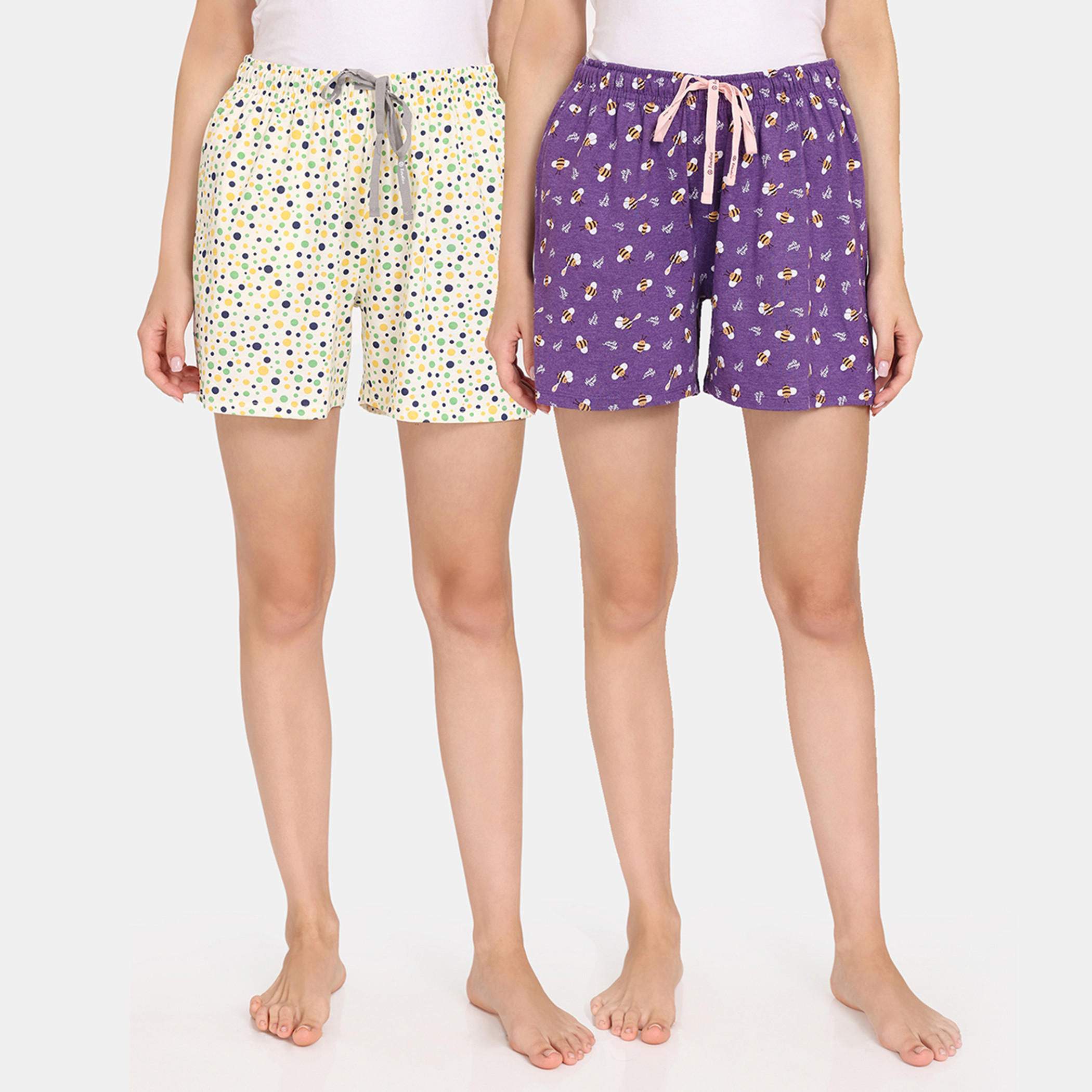 شورتات بطبعات ورباط إغلاق من زيفامي - طقم من قطعتين-women-clothing-nightwear-pyjamas-bottoms-image-1
