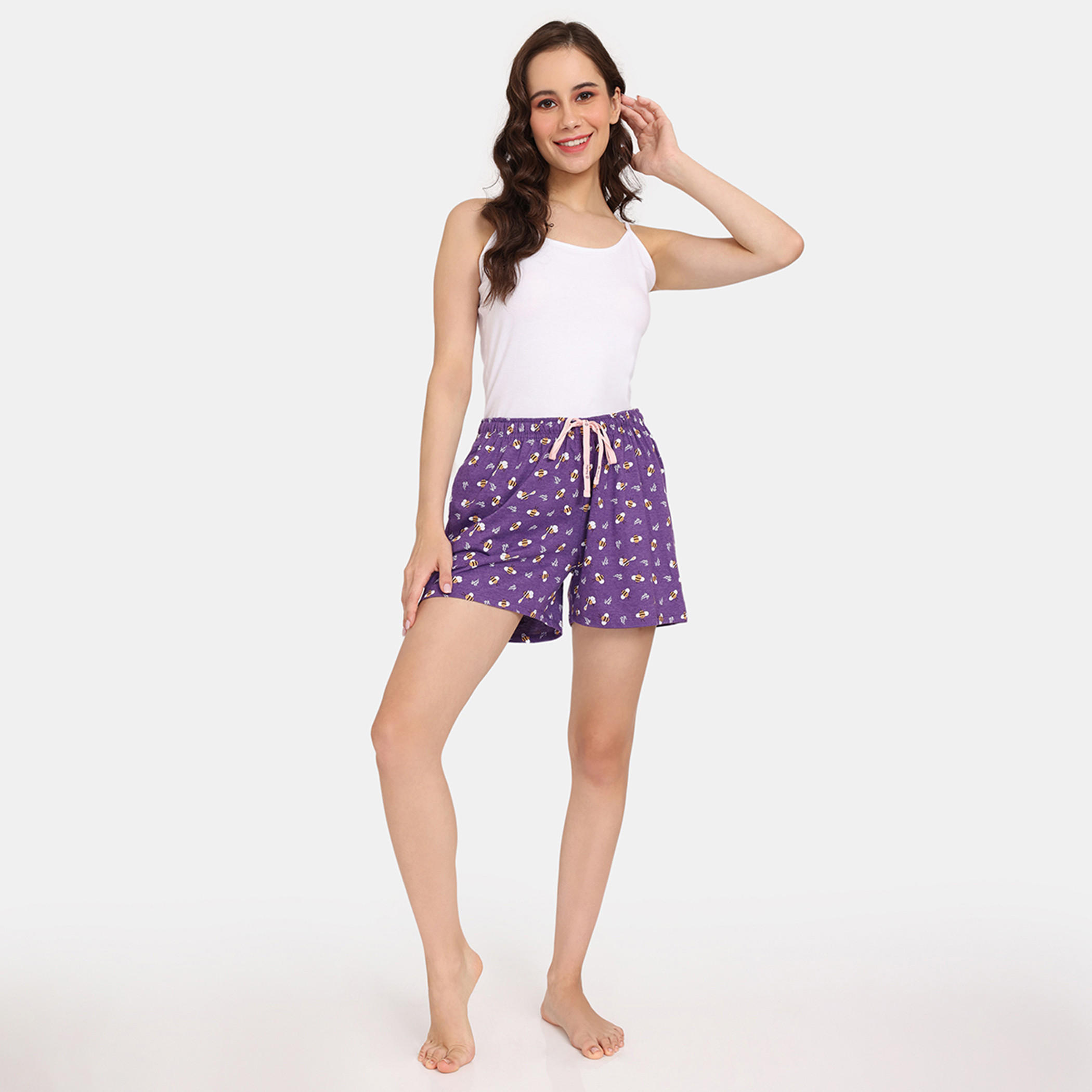 شورتات بطبعات ورباط إغلاق من زيفامي - طقم من قطعتين-women-clothing-nightwear-pyjamas-bottoms-image-7