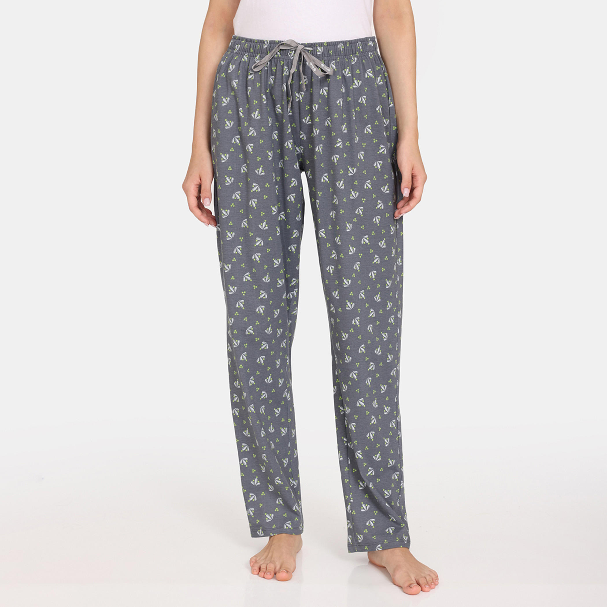 بنطلونات بيجاما برباط إغلاق وطبعات من زيفامي - طقم من قطعتن-women-clothing-nightwear-pyjamas-bottoms-image-9