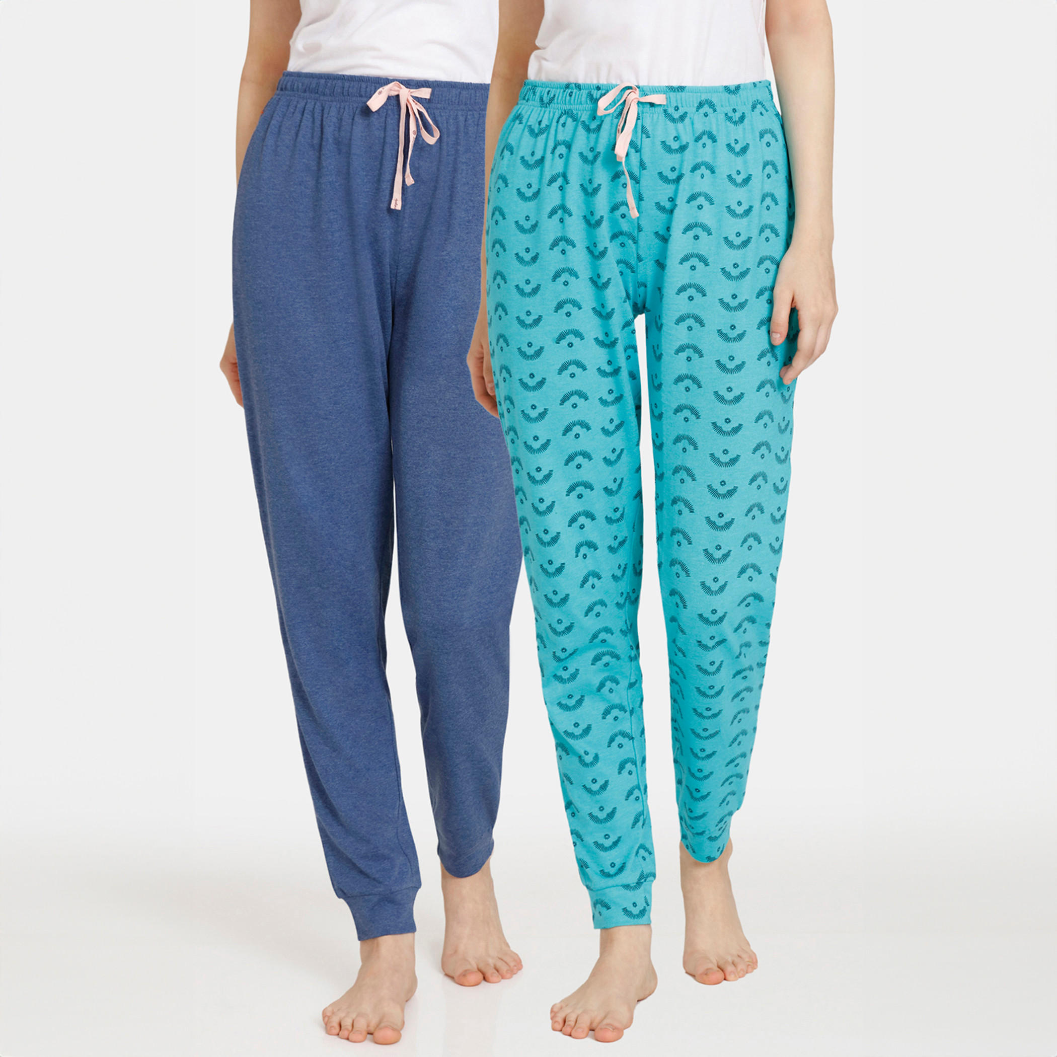 بنطلونات بيجاما برباط إغلاق وطبعات من زيفامي - طقم من قطعتين-women-clothing-nightwear-pyjamas-bottoms-image-10