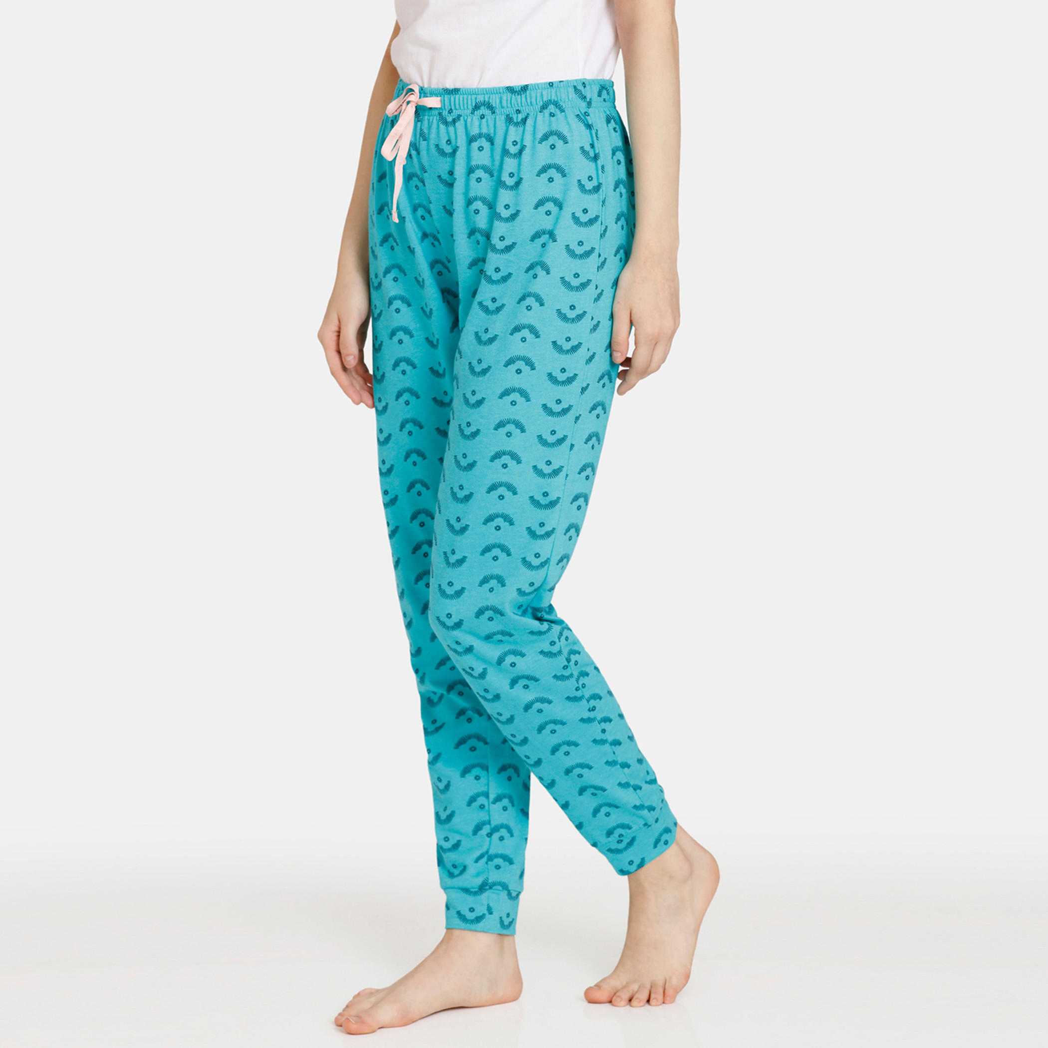 بنطلونات بيجاما برباط إغلاق وطبعات من زيفامي - طقم من قطعتين-women-clothing-nightwear-pyjamas-bottoms-image-6